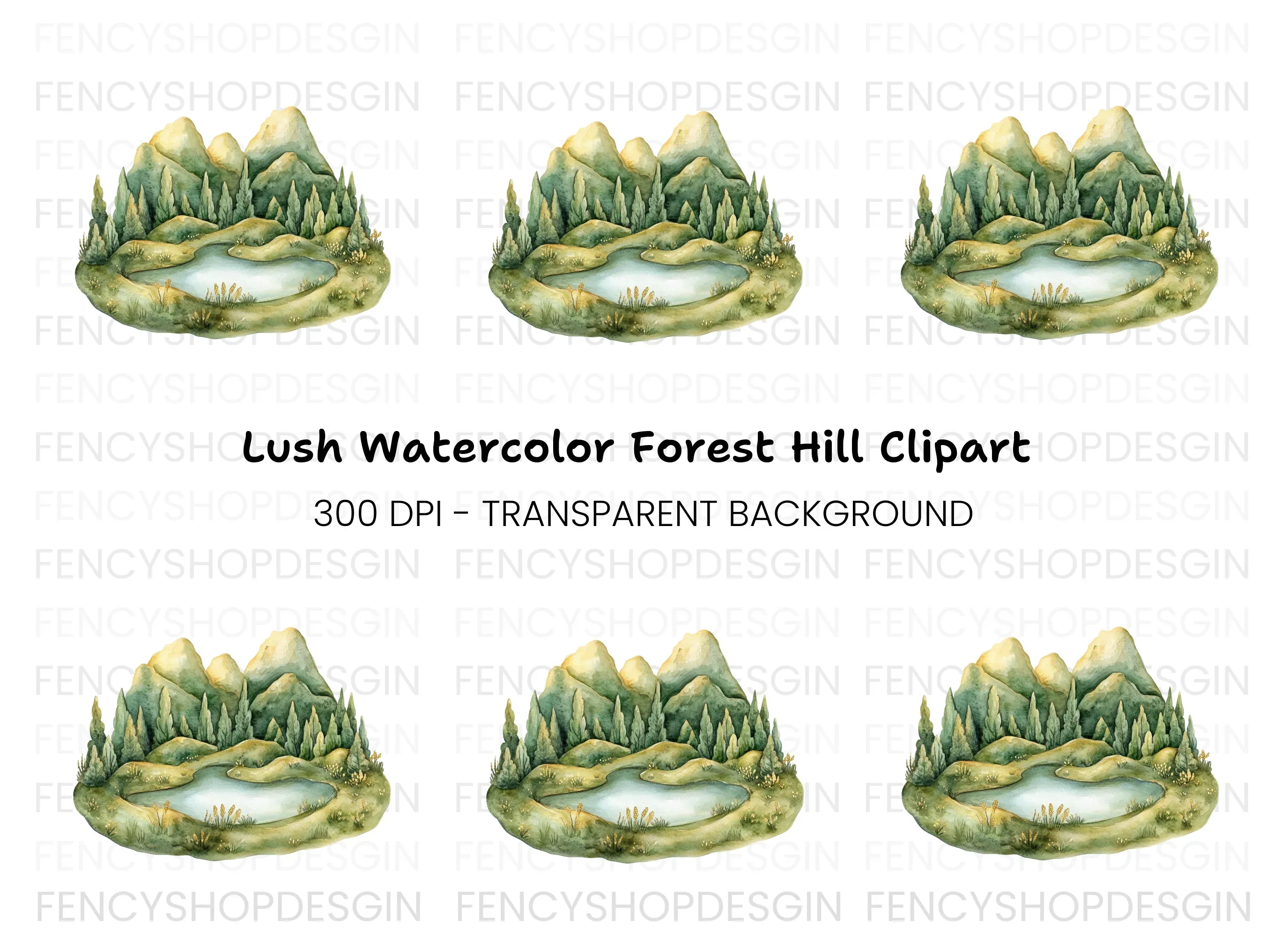 Mountain Lake Forest Clipart Bundle
