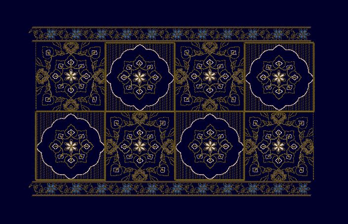 Mughal Medallion Tile Navy & Gold Embroidery Design