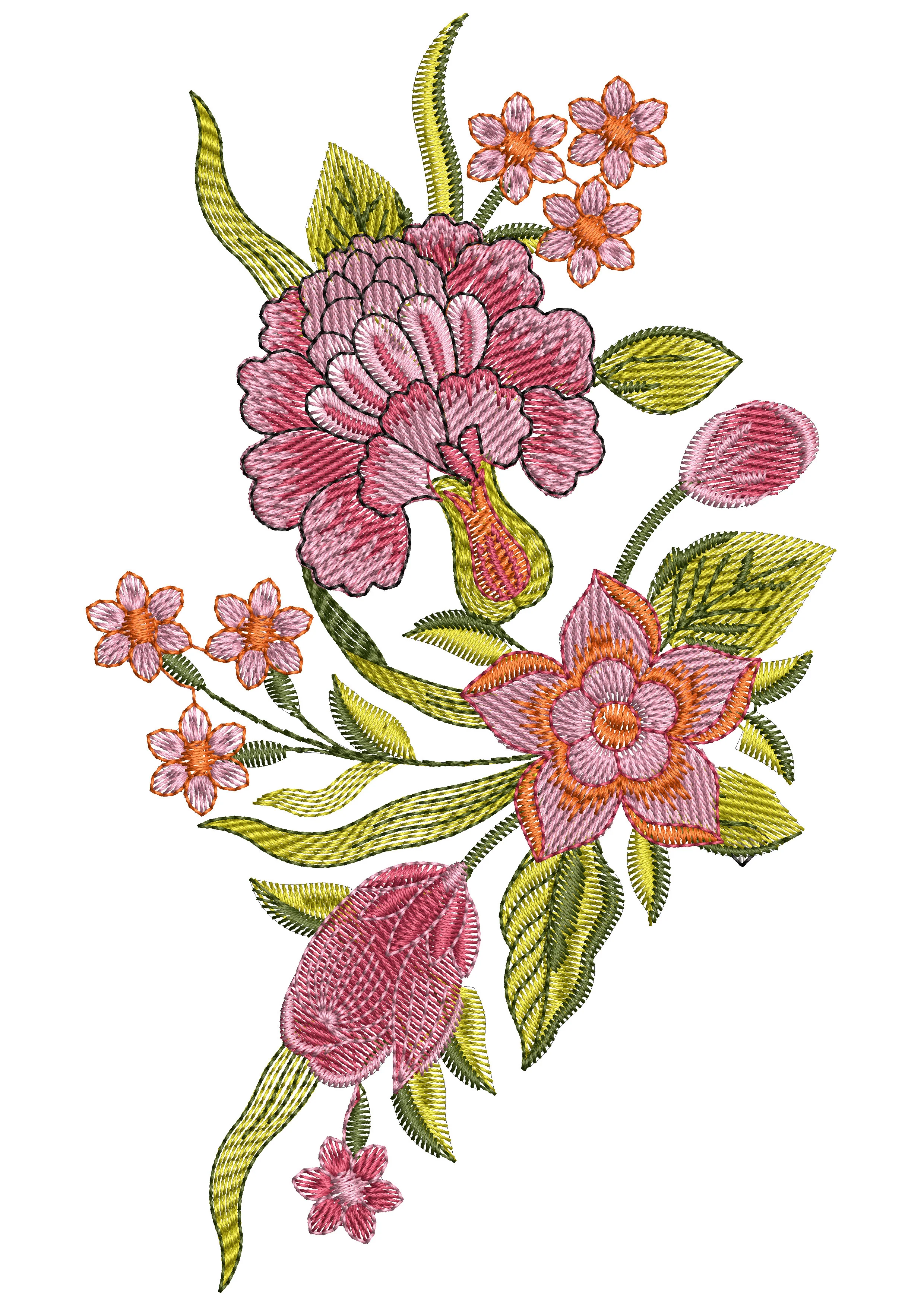 Multi Flower Embroidery Design