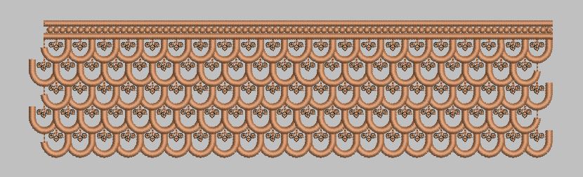 Multi Layered Scalloped Scale Border Embroidery Design