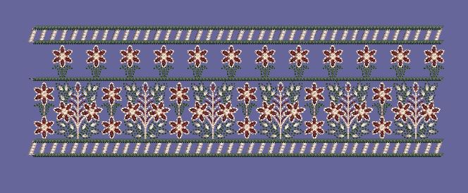 Multi Tier Floral Border Embroidery Design