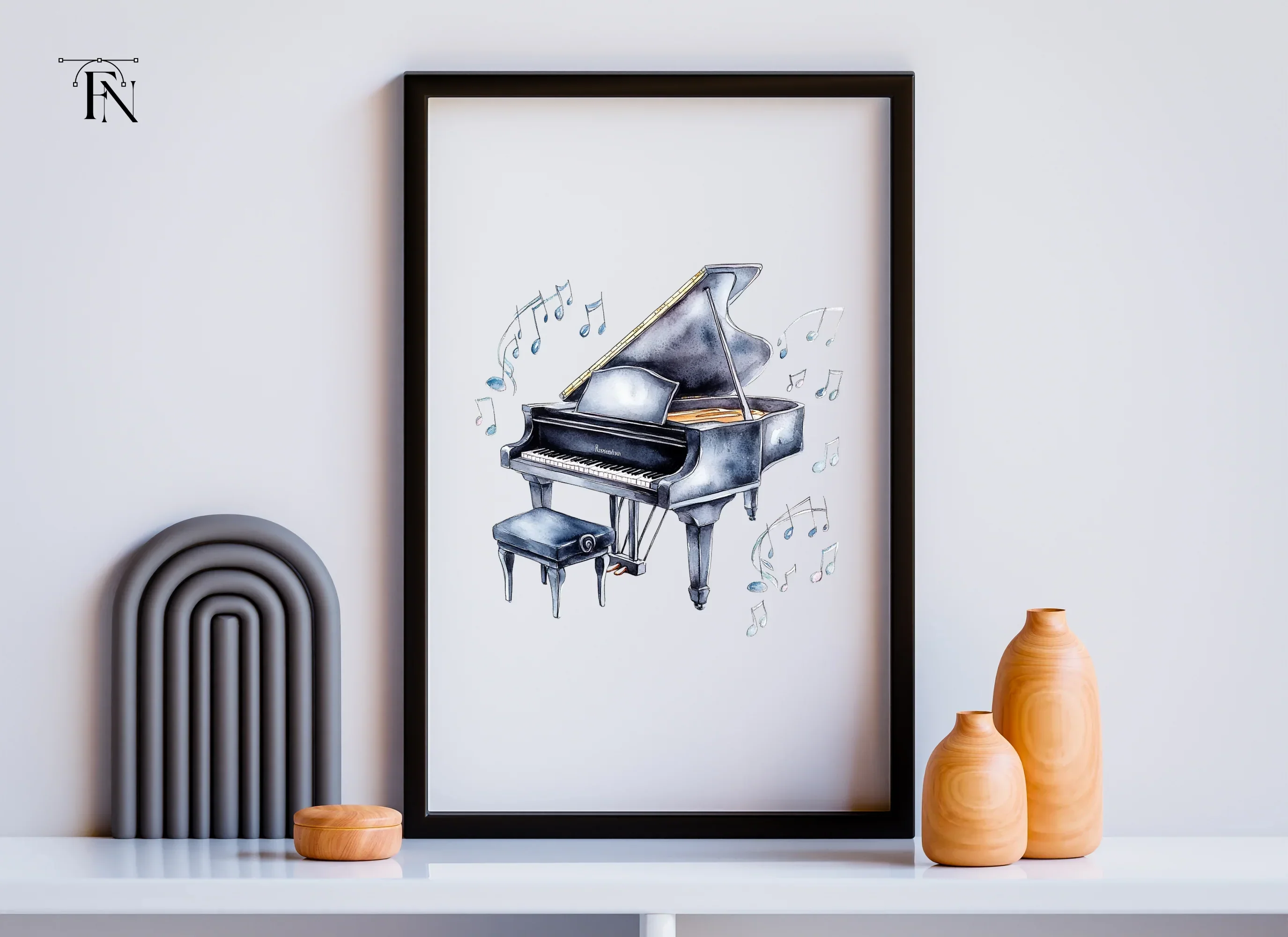 Musical Grand Piano with Notes Clipart Bundle - Image 4