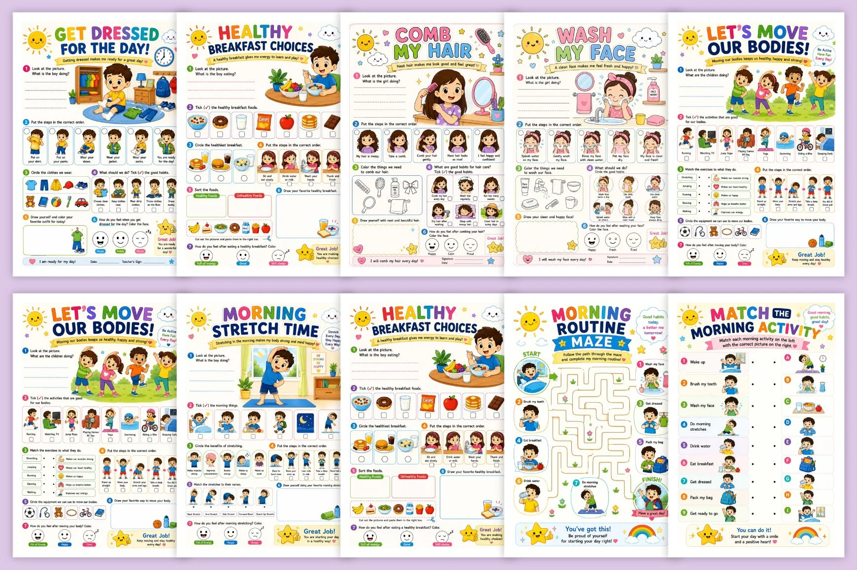 My Morning Routine For Kids Workbook - Image 3