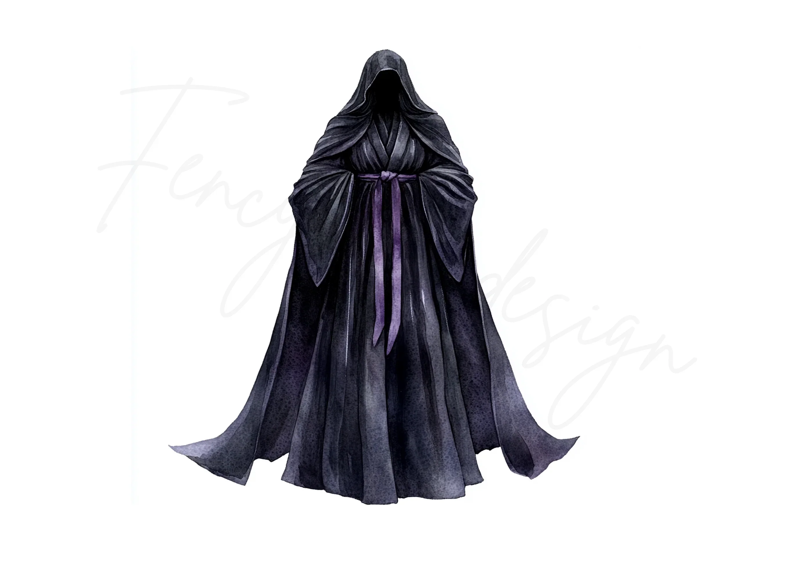 Mysterious Black Hooded Robe Clipart Bundle - Image 2