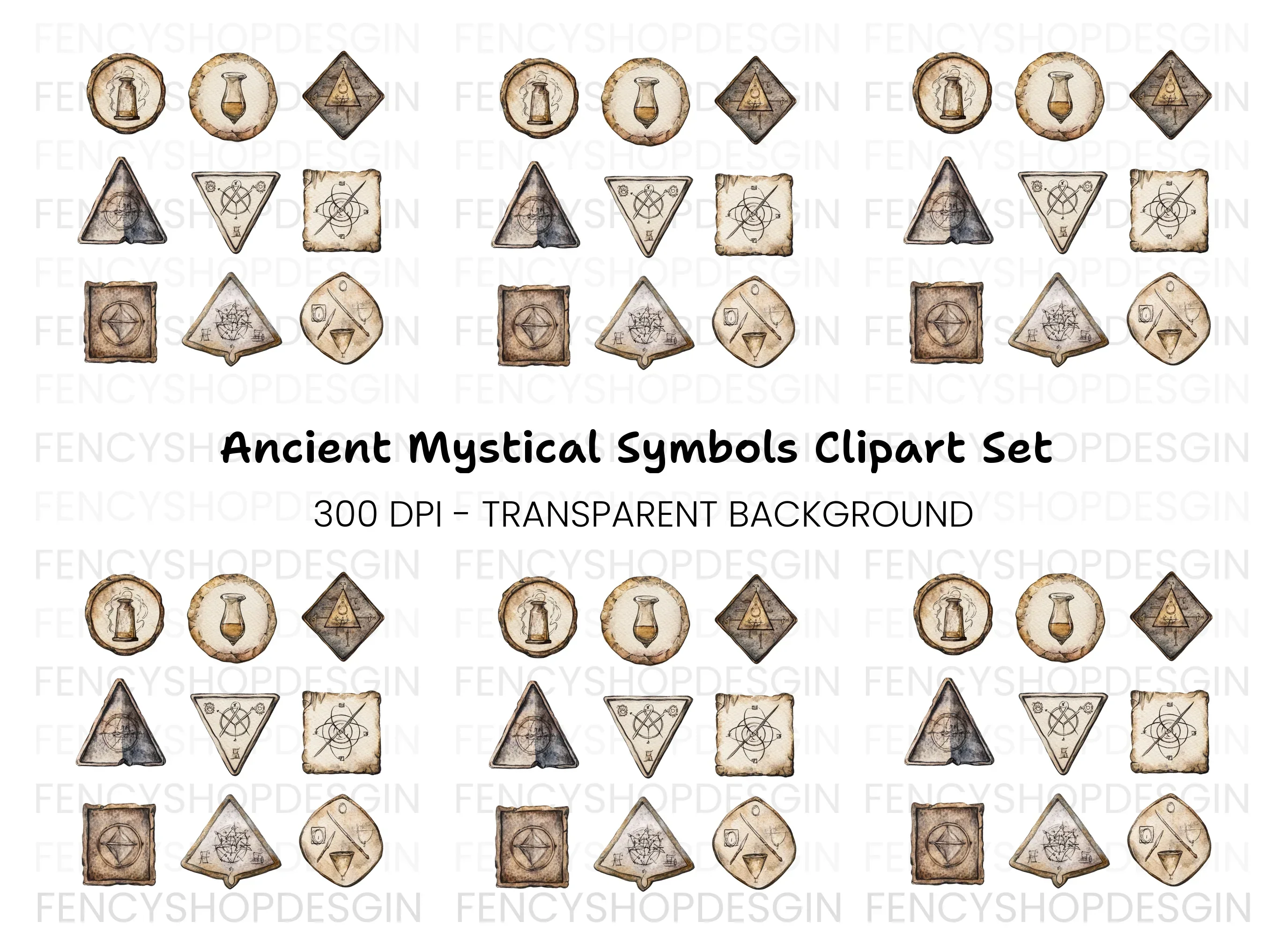 Mystical Alchemical Symbols Clipart Bundle