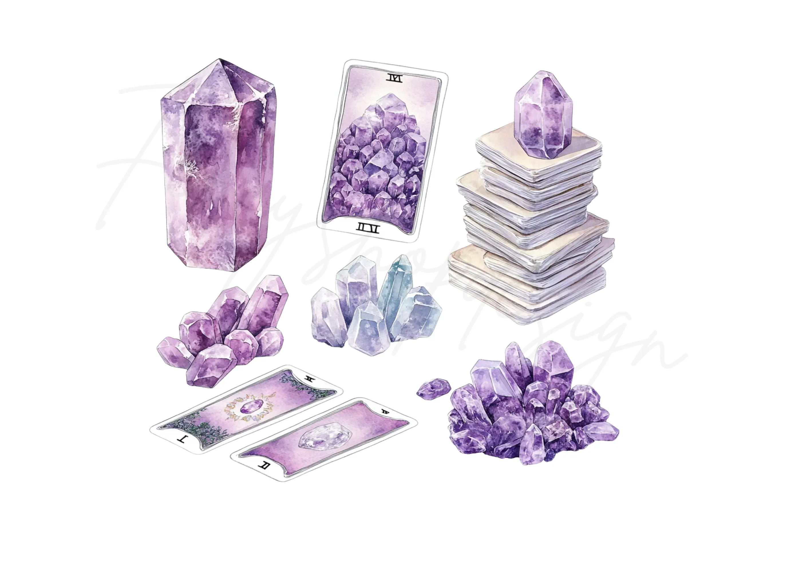 Mystical Amethyst Tarot Card Clipart Bundle - Image 3