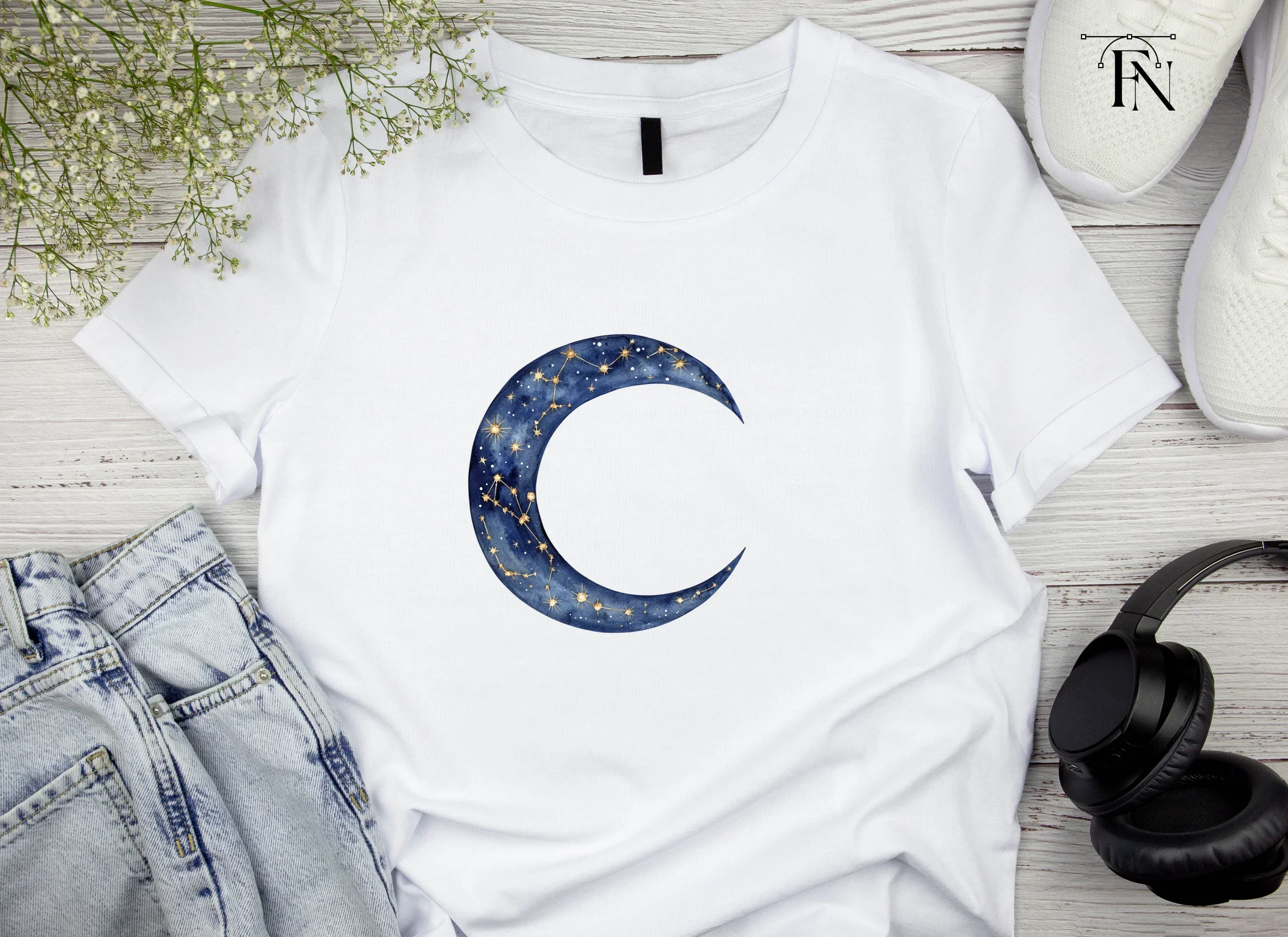 Mystical Blue Moon Constellation Clipart Bundle - Image 4