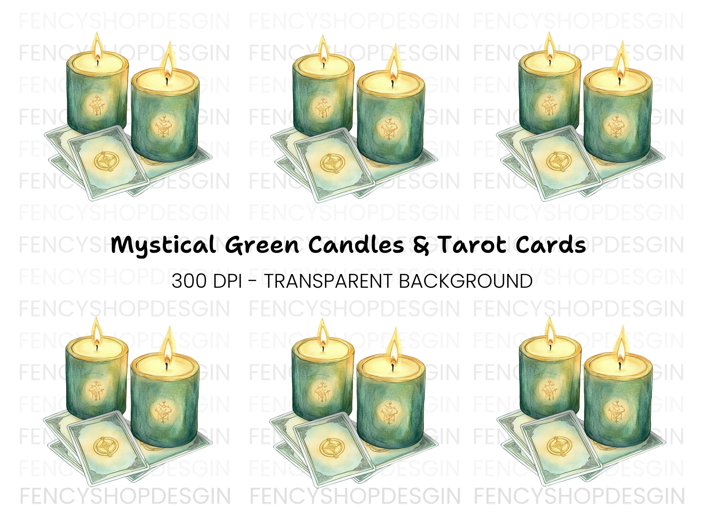 Mystical Candles Tarot Cards Clipart Bundle