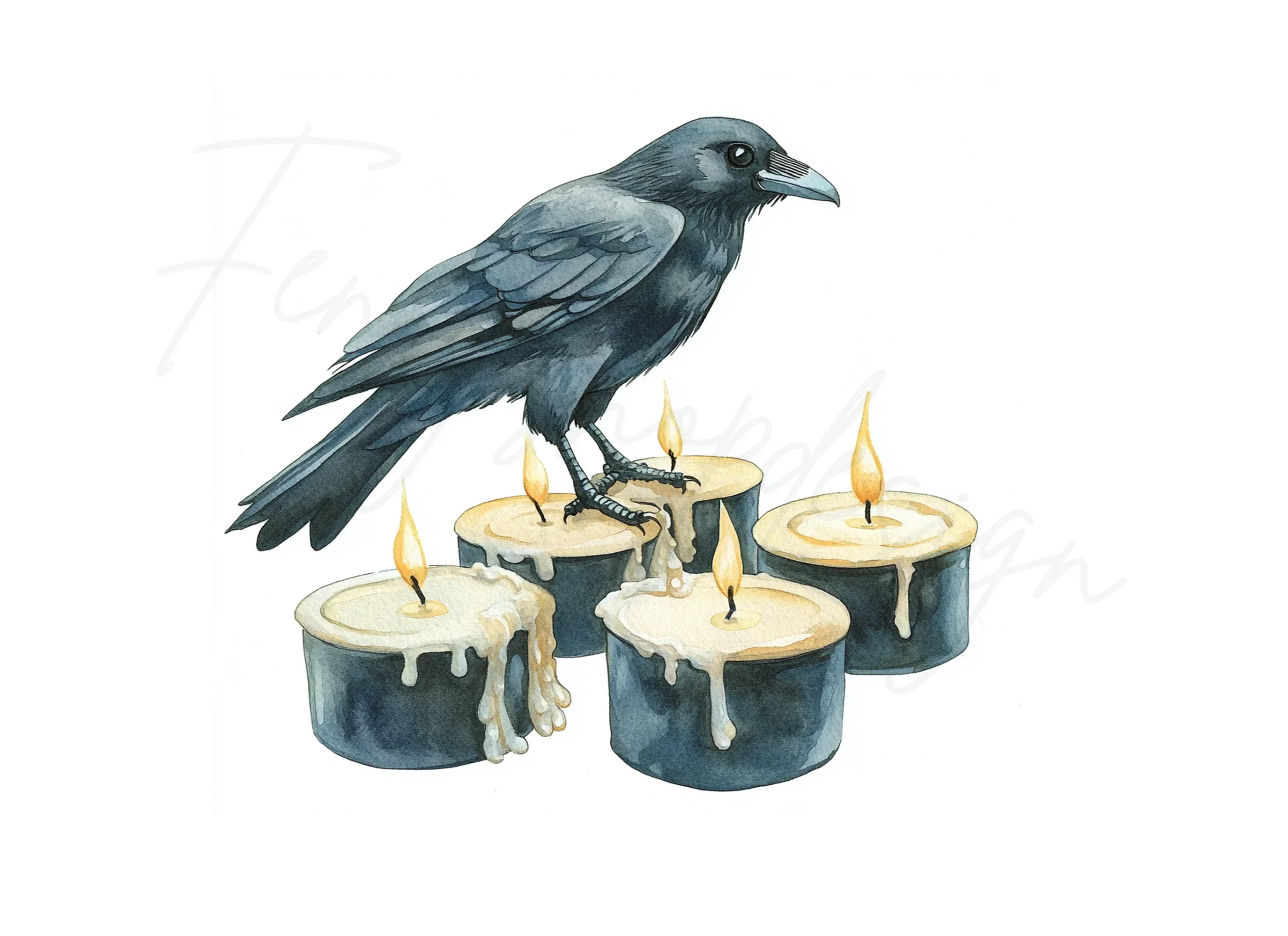Mystical Crows and Candles Clipart Bundle - Image 3