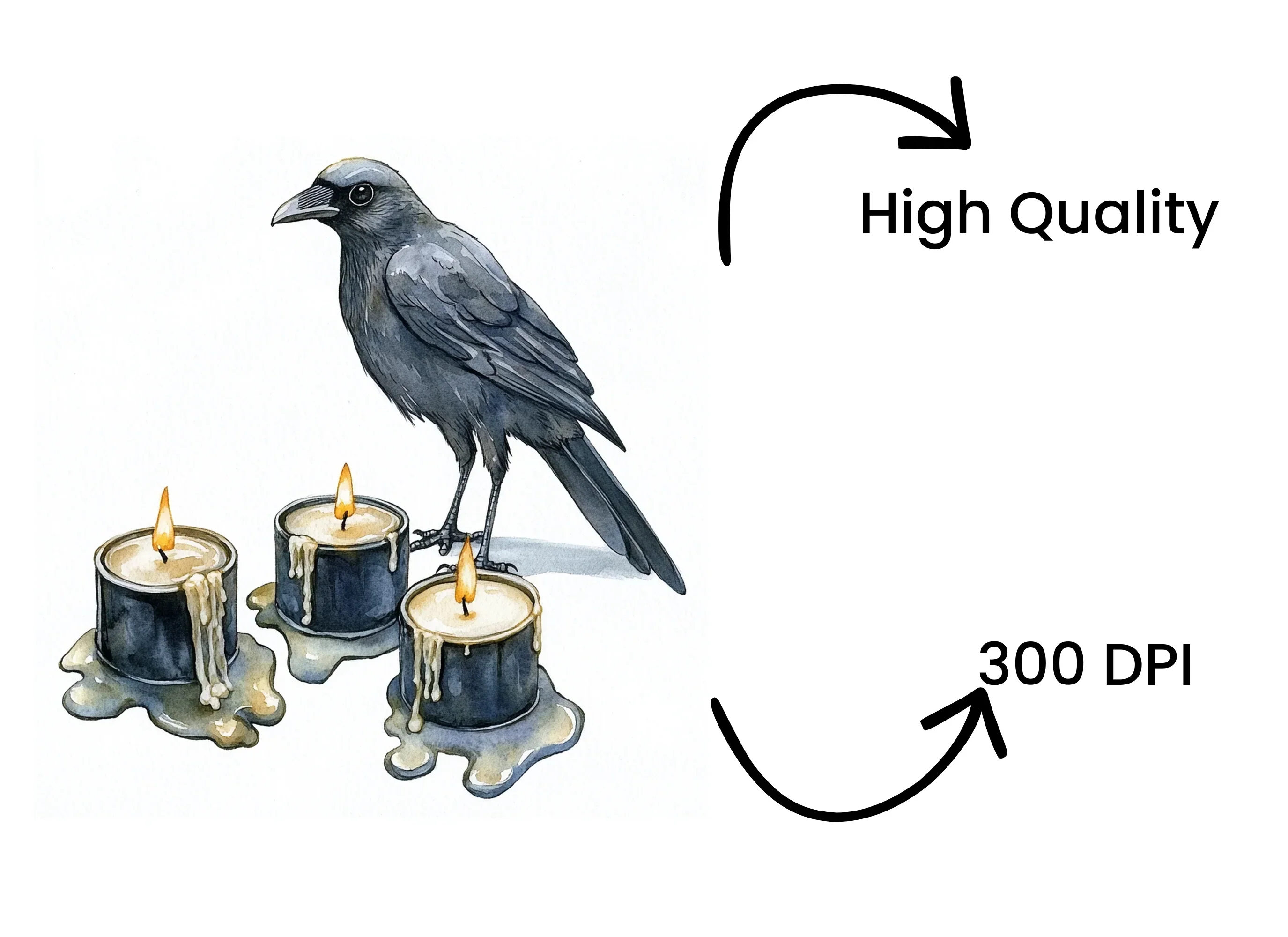 Mystical Crows and Candles Clipart Bundle - Image 4