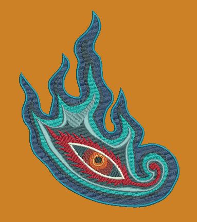 Mystical Ocular Flame Embroidery Design