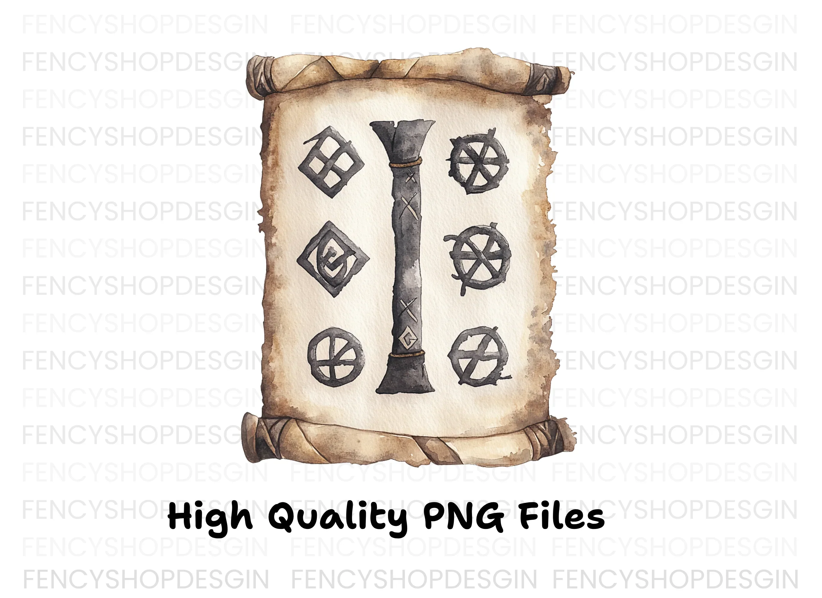 Mystical Scroll with Runic Symbols Clipart Bundle - Image 3