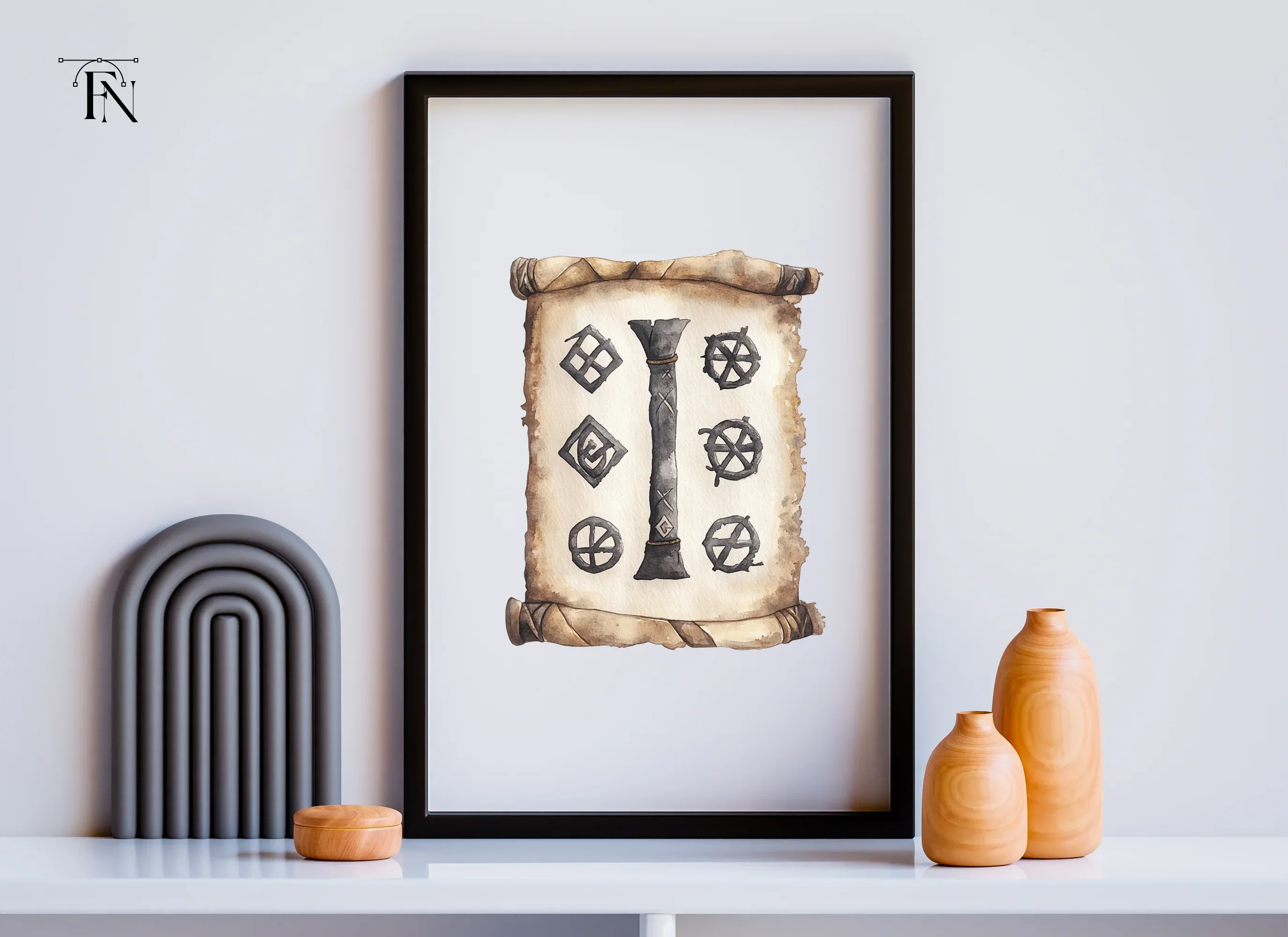 Mystical Scroll with Runic Symbols Clipart Bundle - Image 6