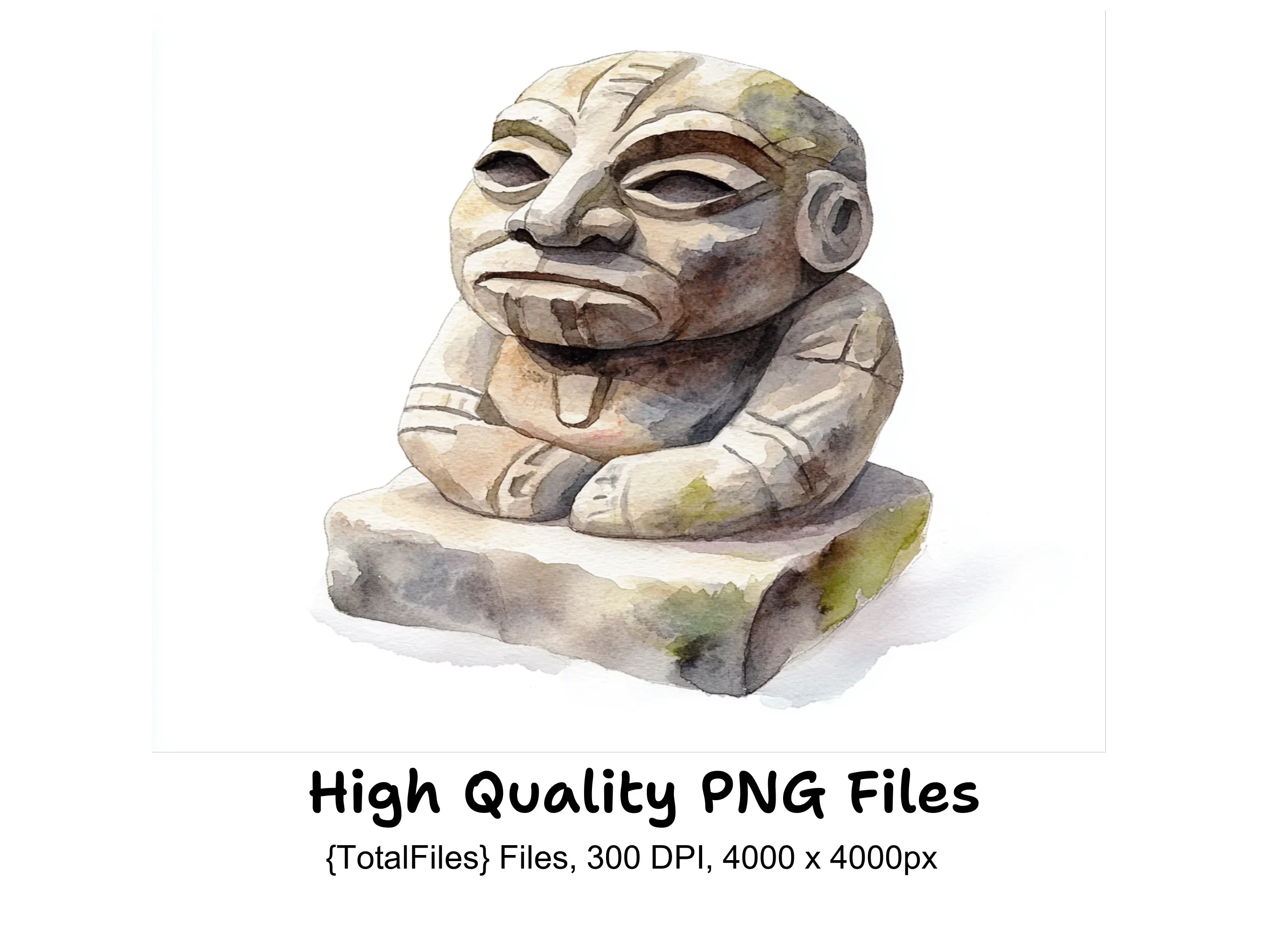Mystical Stone Idols Clipart Bundle