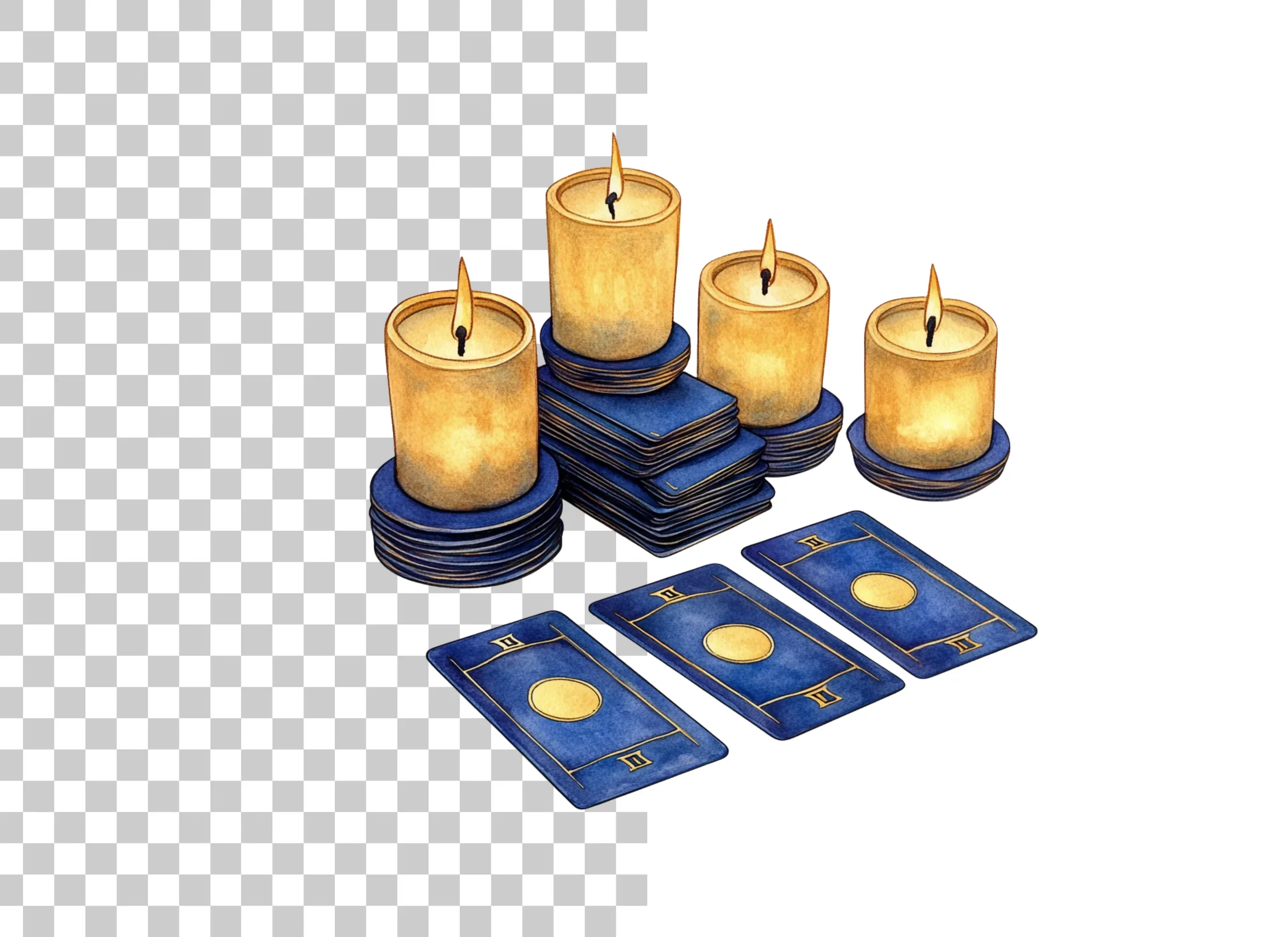 Mystical Tarot Cards and Candles Clipart Bundle - Image 2