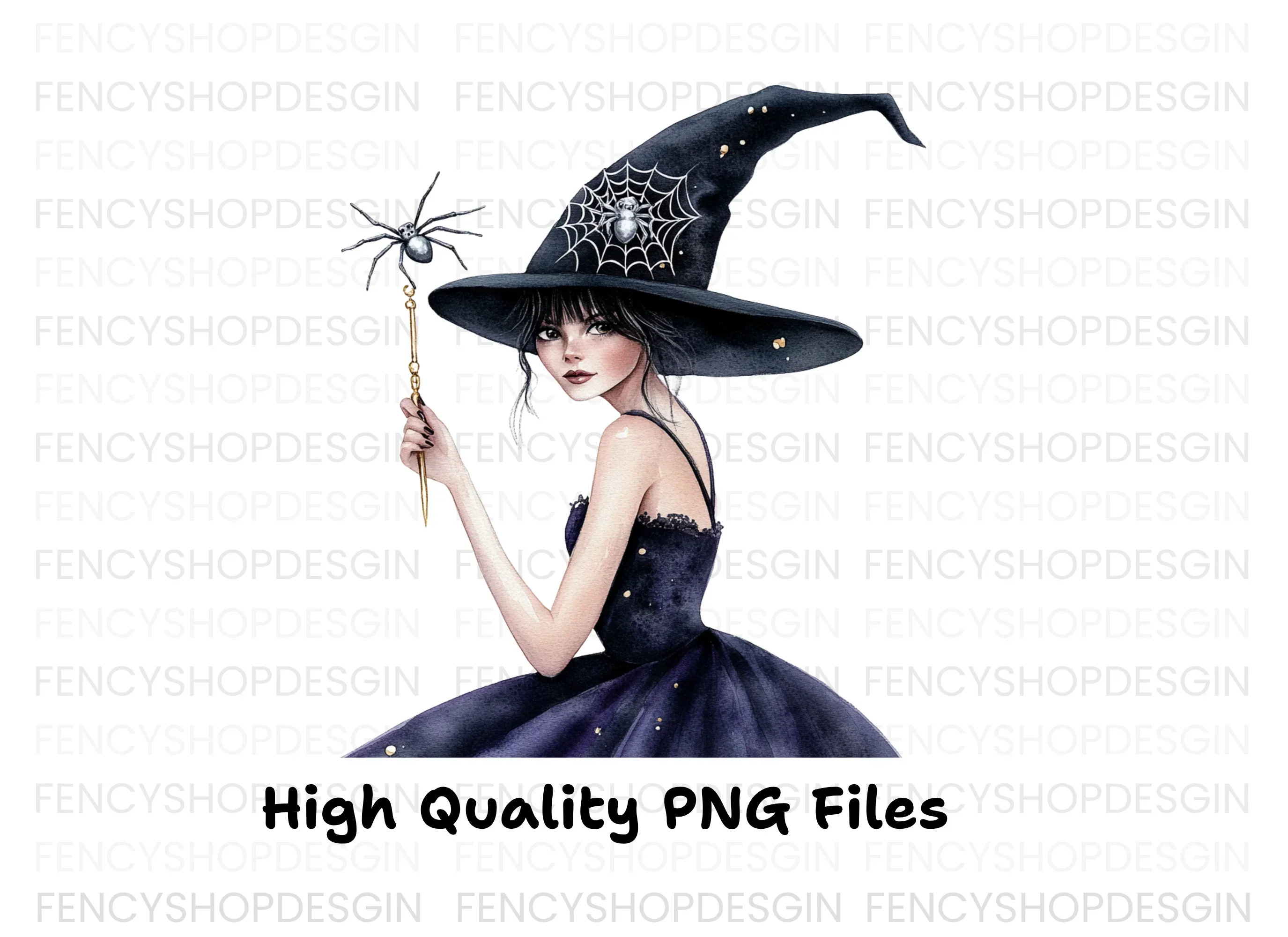 Mystical Witch with Spider Wand Clipart Bundle - Image 2