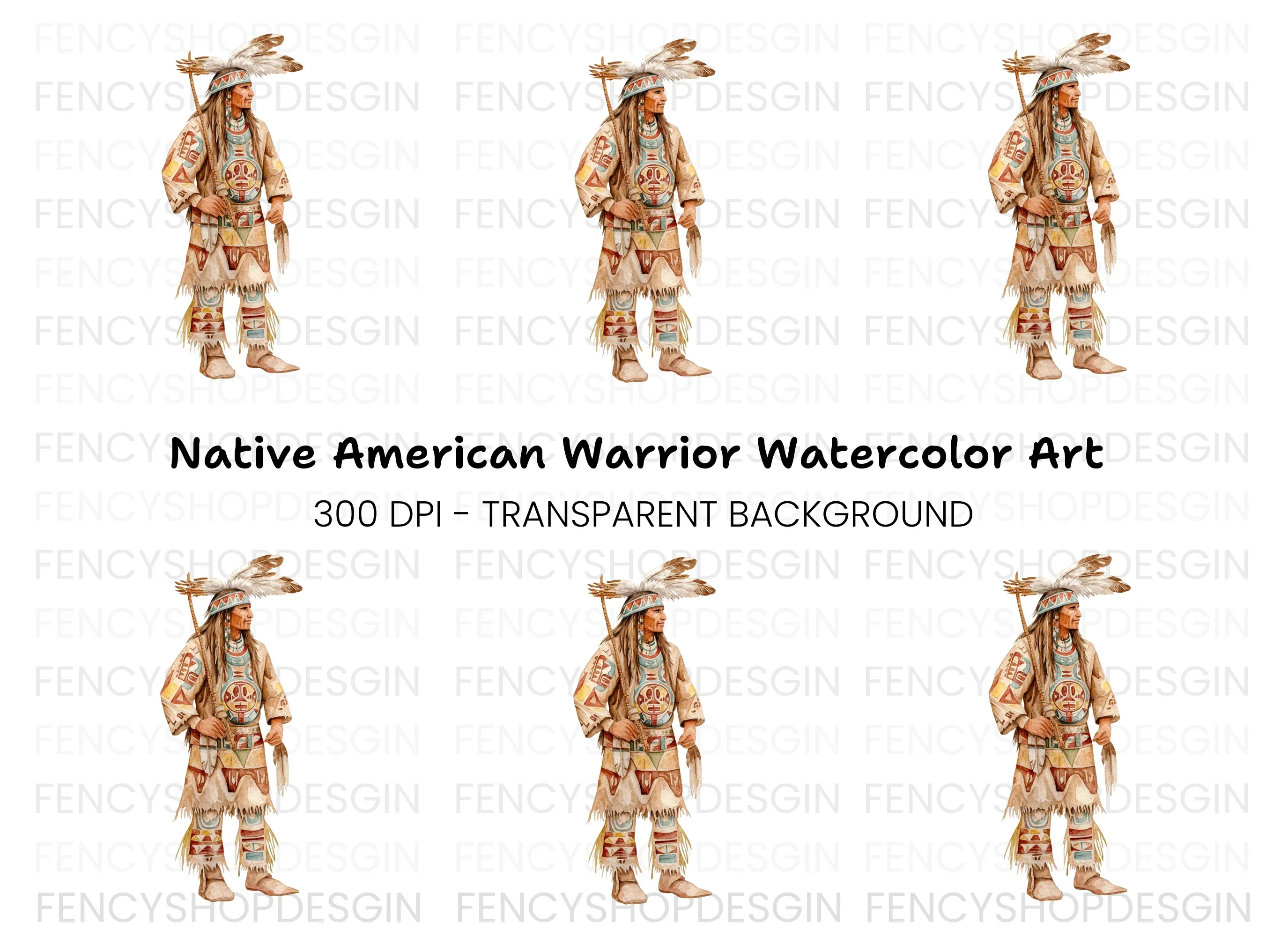 Native American Man Traditional Attire Clipart Bundle