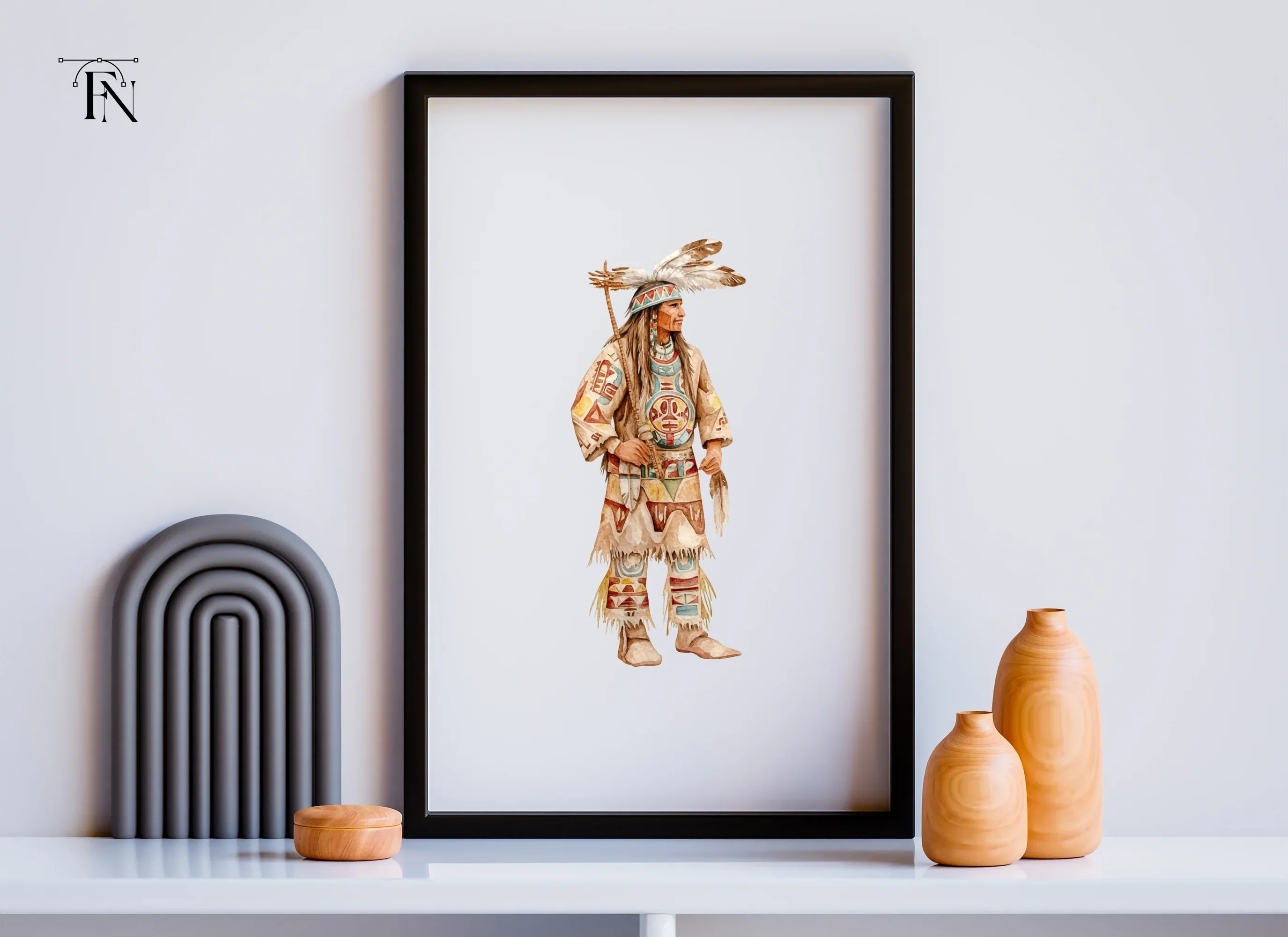 Native American Man Traditional Attire Clipart Bundle - Image 3