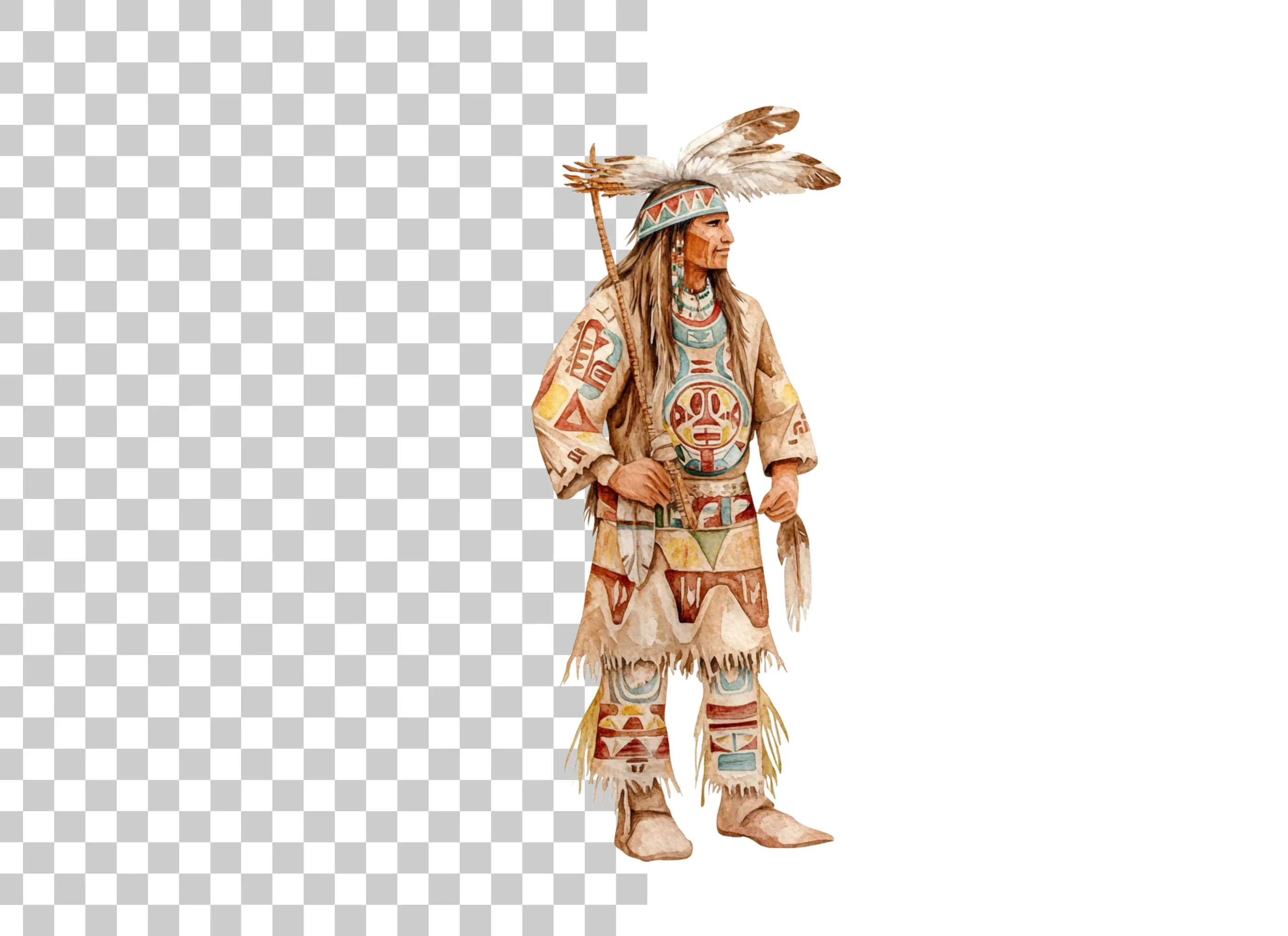 Native American Man Traditional Attire Clipart Bundle - Image 6