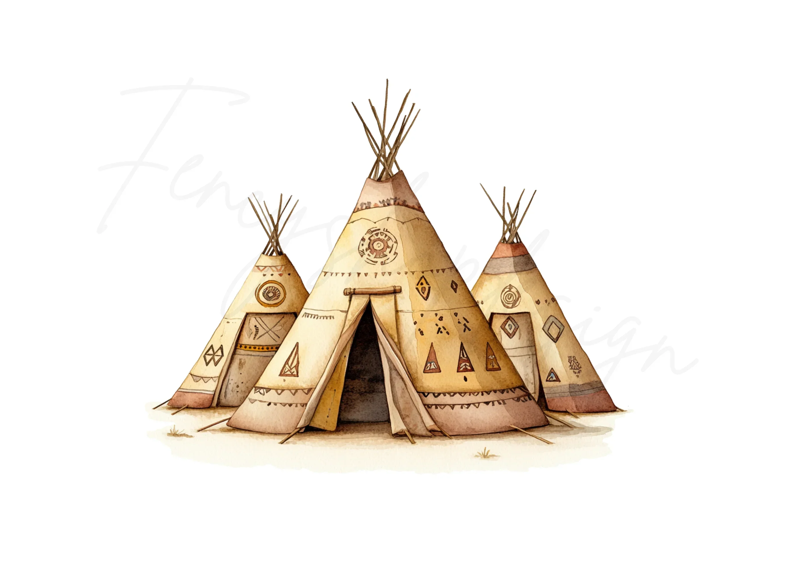 Native American Teepee Village Clipart Bundle - Image 3