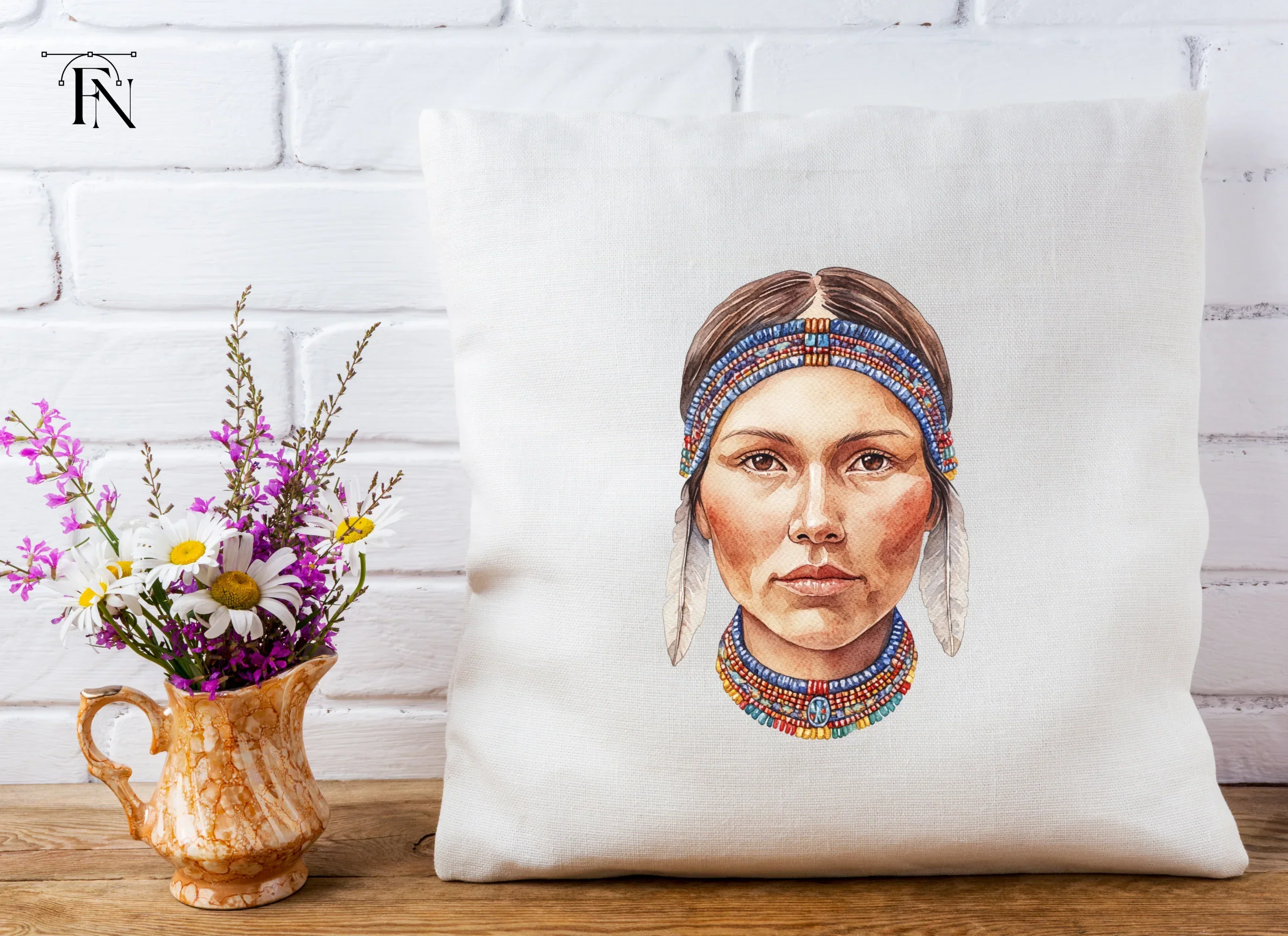 Native American Woman Portrait Clipart Bundle - Image 3