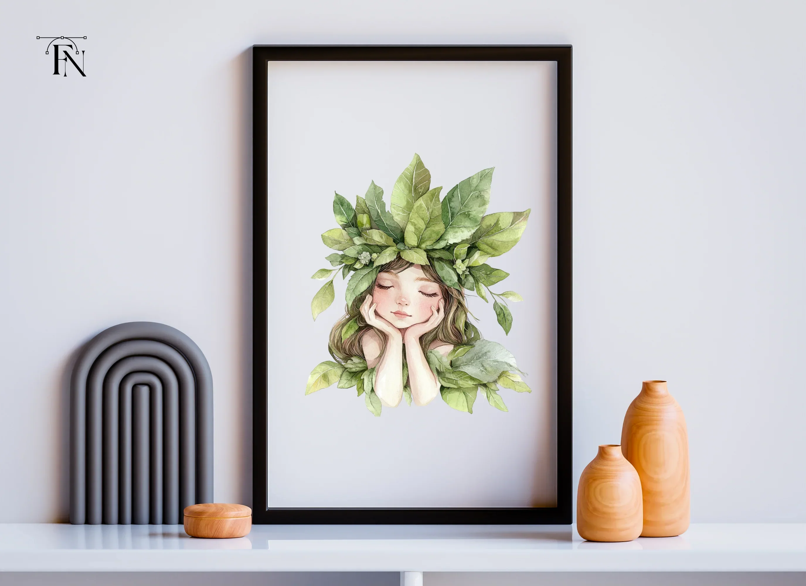 Nature Embrace Green Leaf Girl Clipart Bundle - Image 4