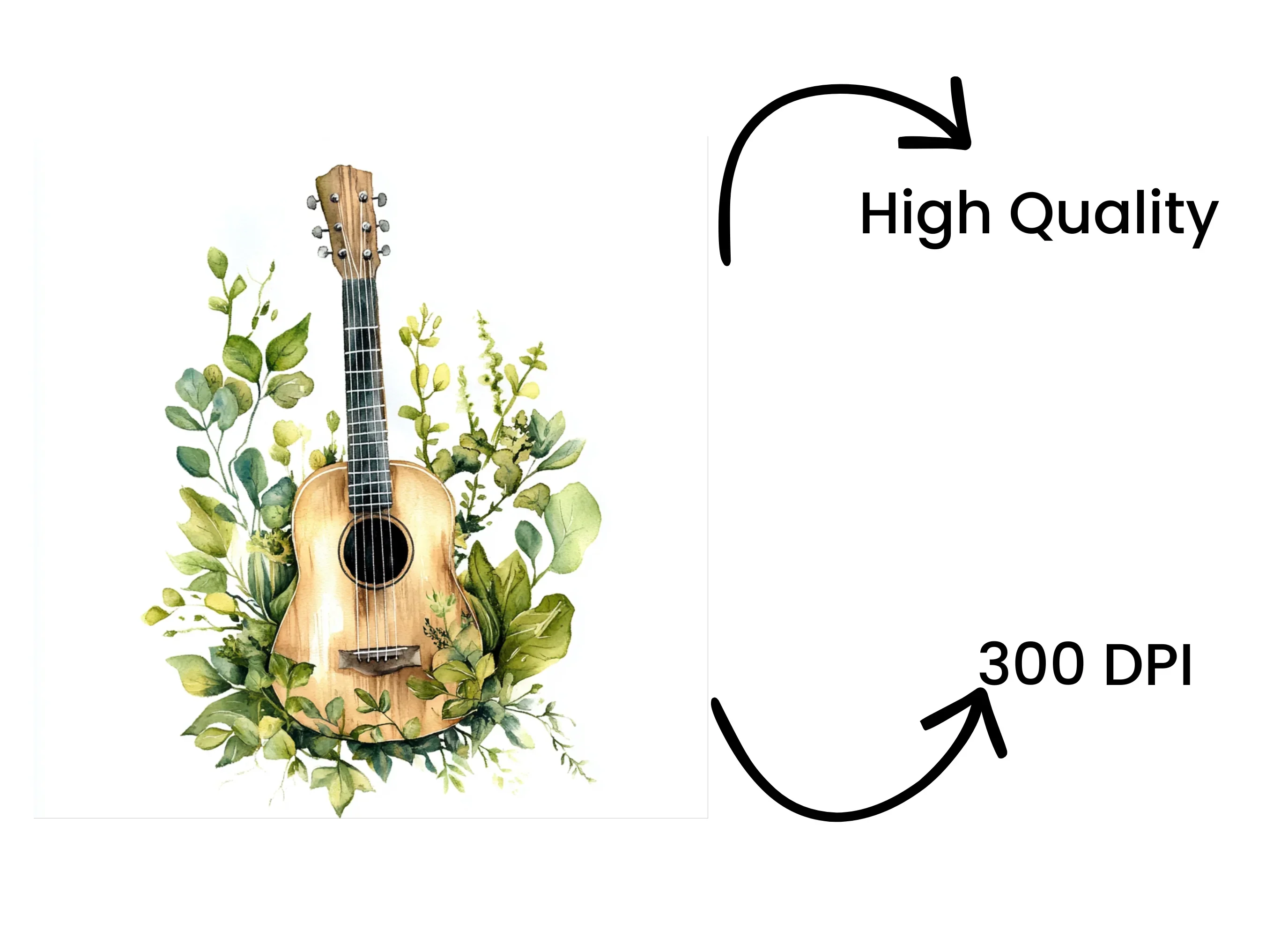 Nature Inspired Guitar Clipart Bundle - Image 4