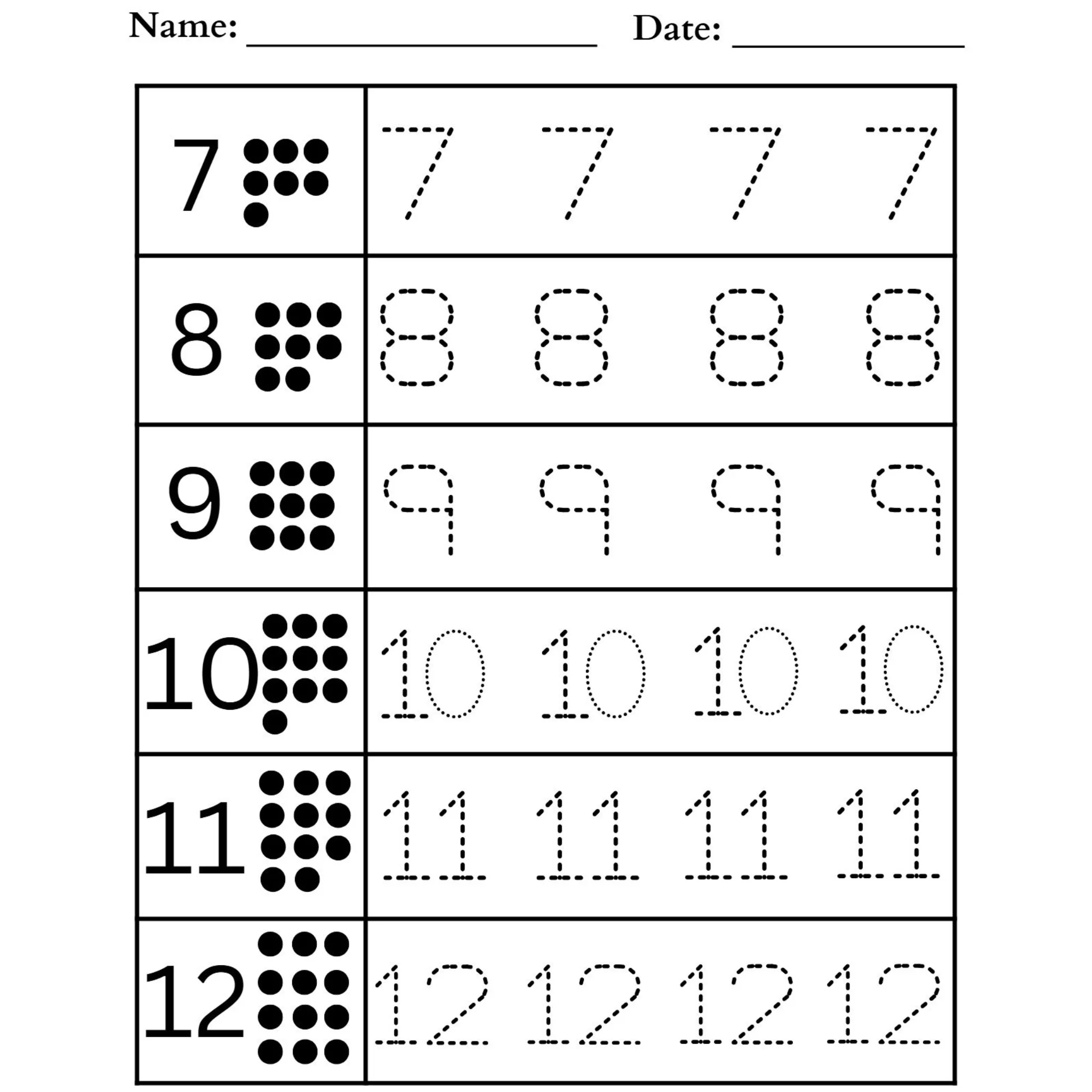 Numbers 1 18 Tracing Practice - Image 2