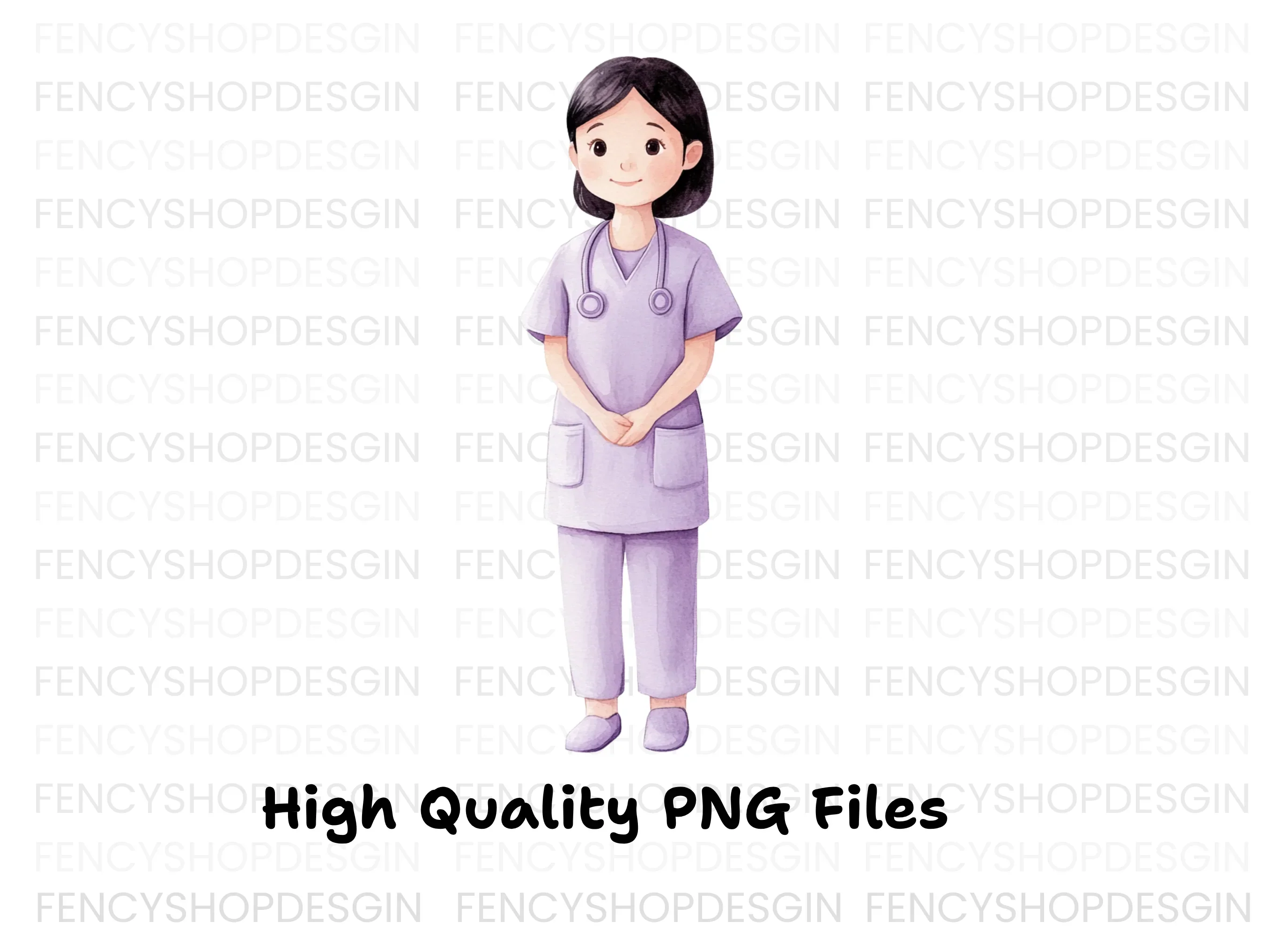 Nurses in Purple Scrubs Clipart Bundle - Image 2