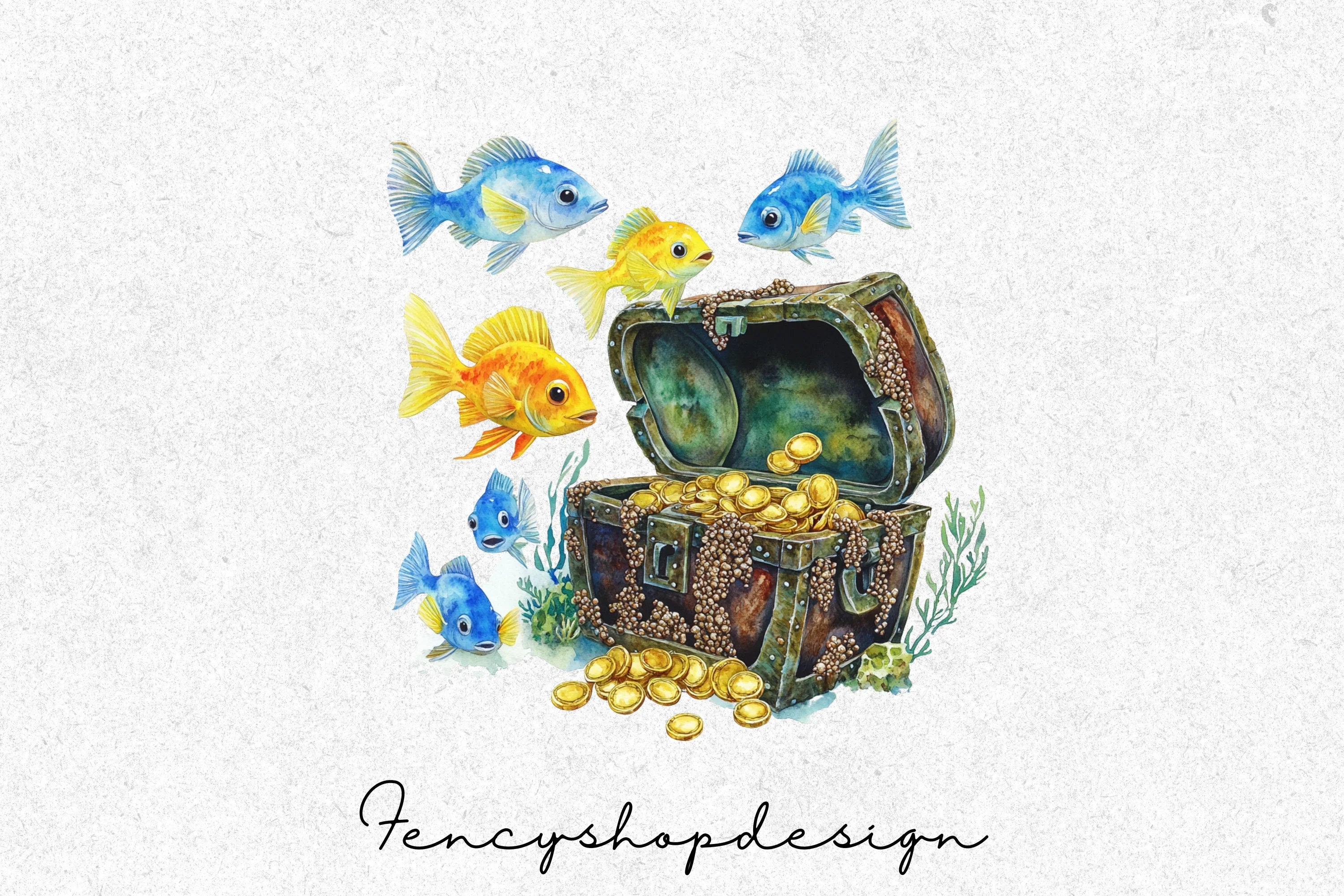 Ocean Life Creatures Treasure Clipart Bundle - Image 3