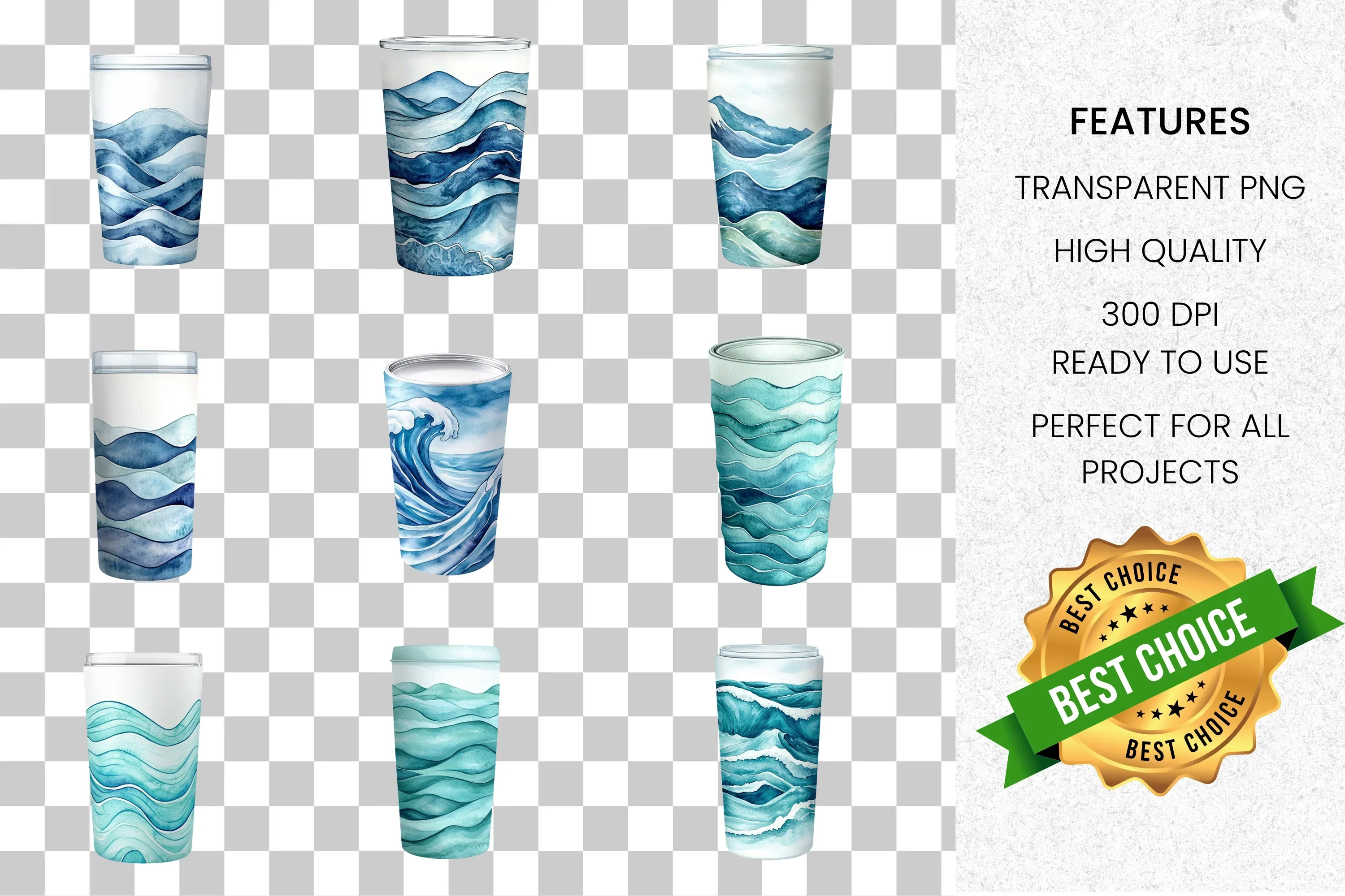 Ocean Wave Tumbler Clipart Bundle - Image 2