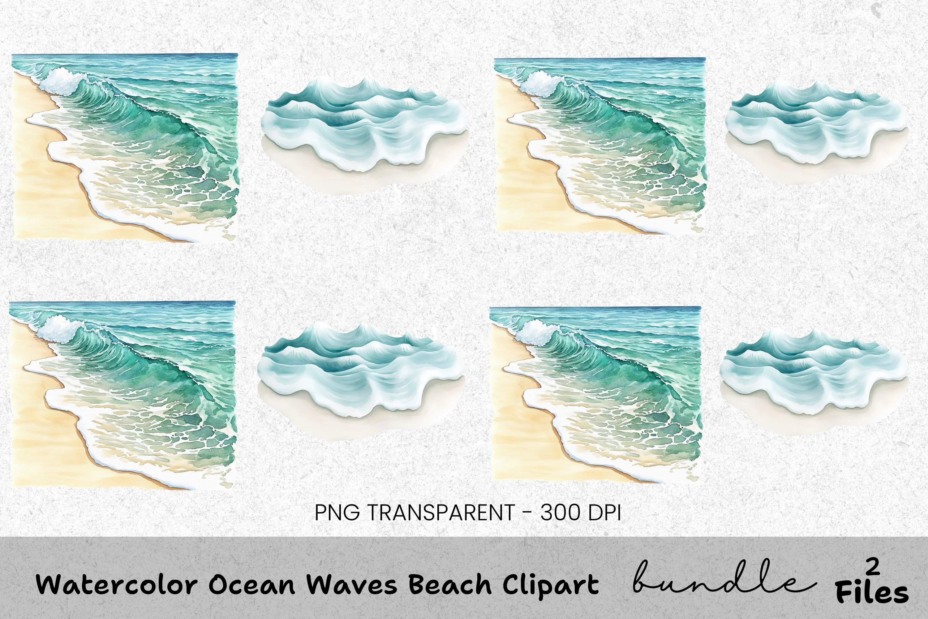 Ocean Waves Beach Clipart Bundle
