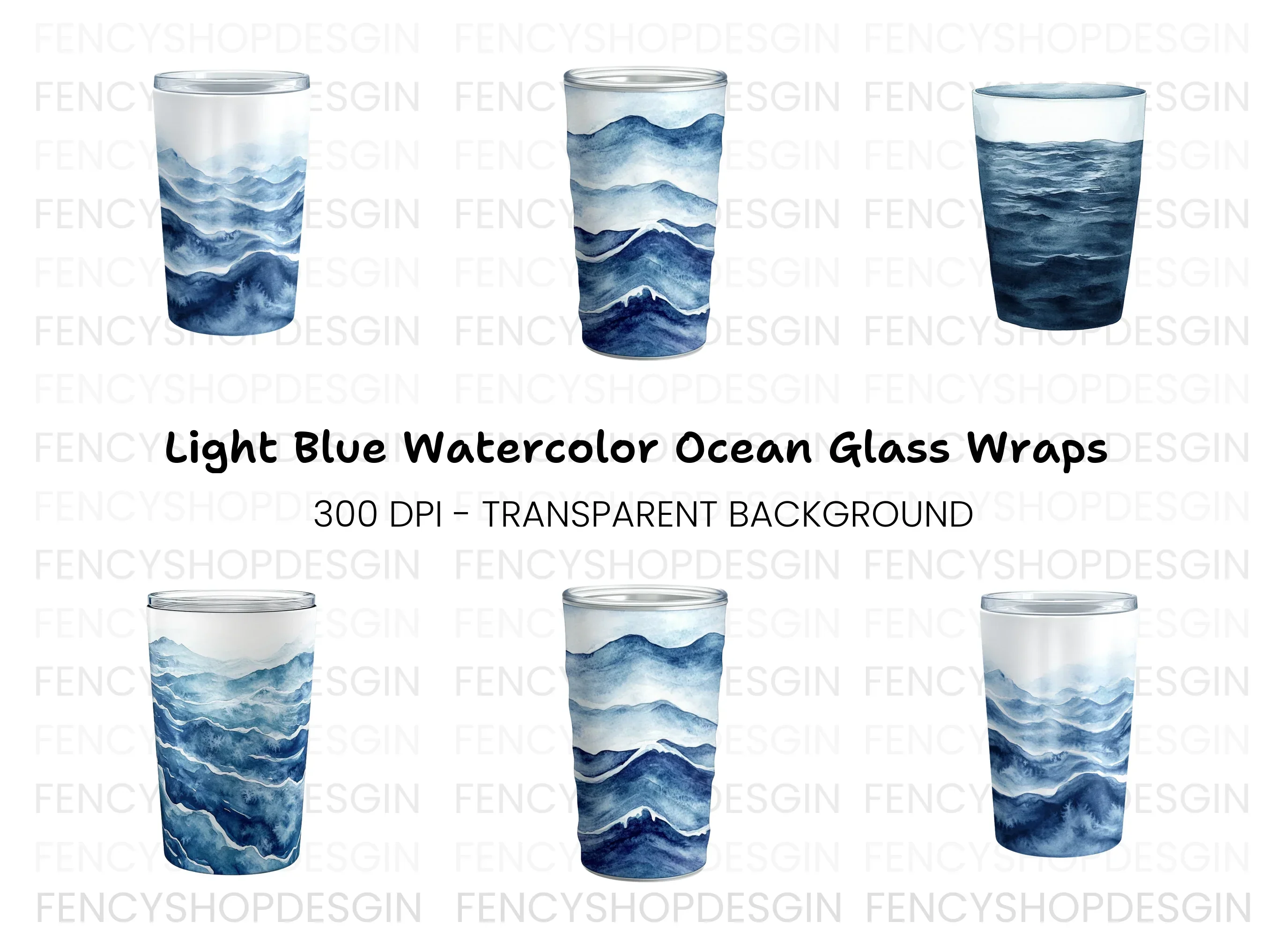 Ocean Waves Tumbler Clipart Bundle