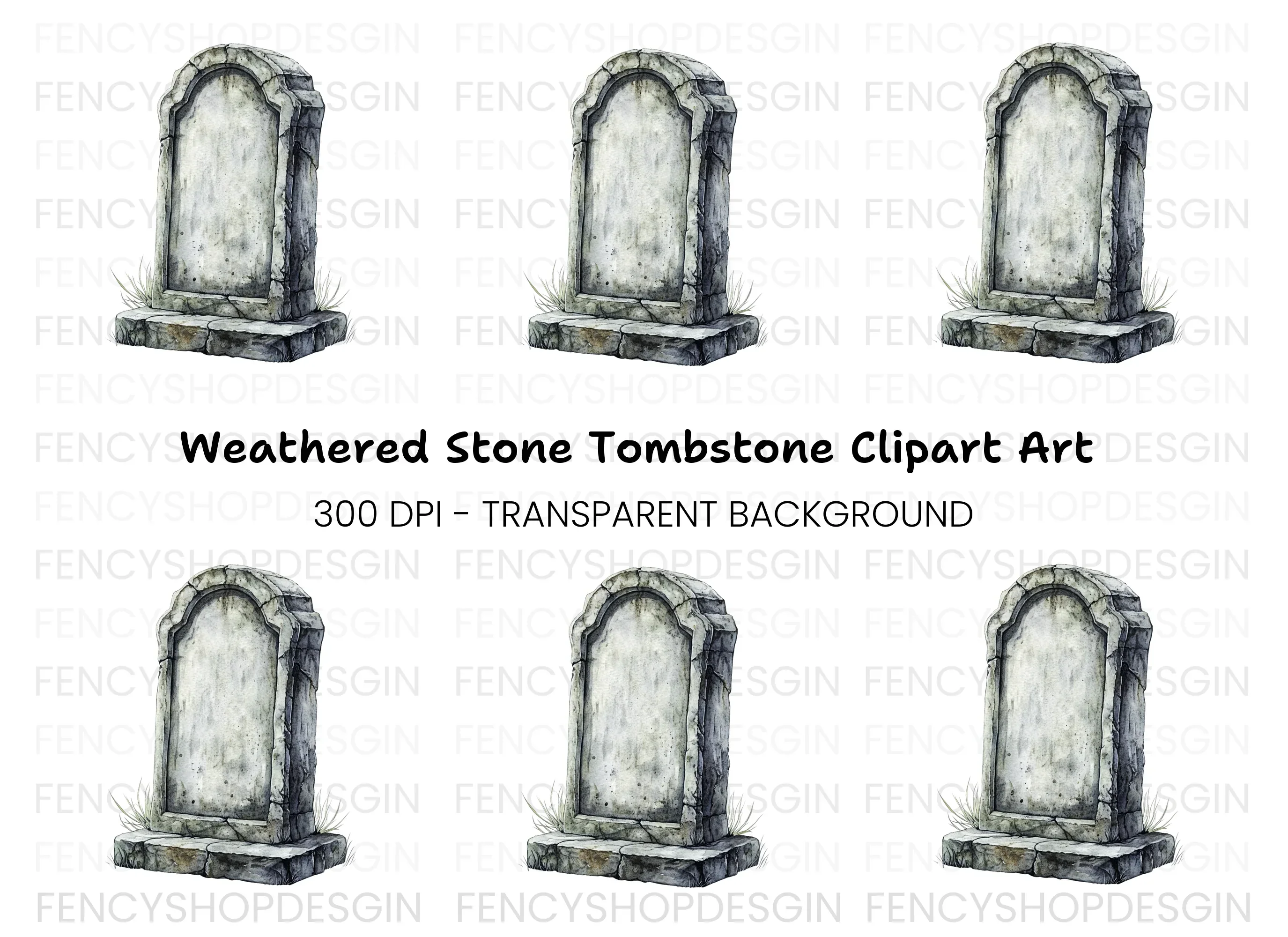 Old Gravestone Clipart Bundle