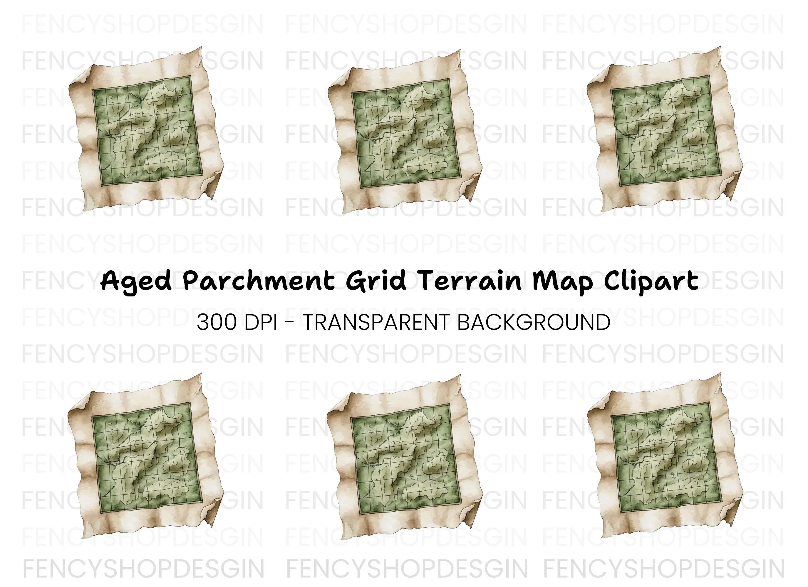Old Treasure Map Clipart Bundle