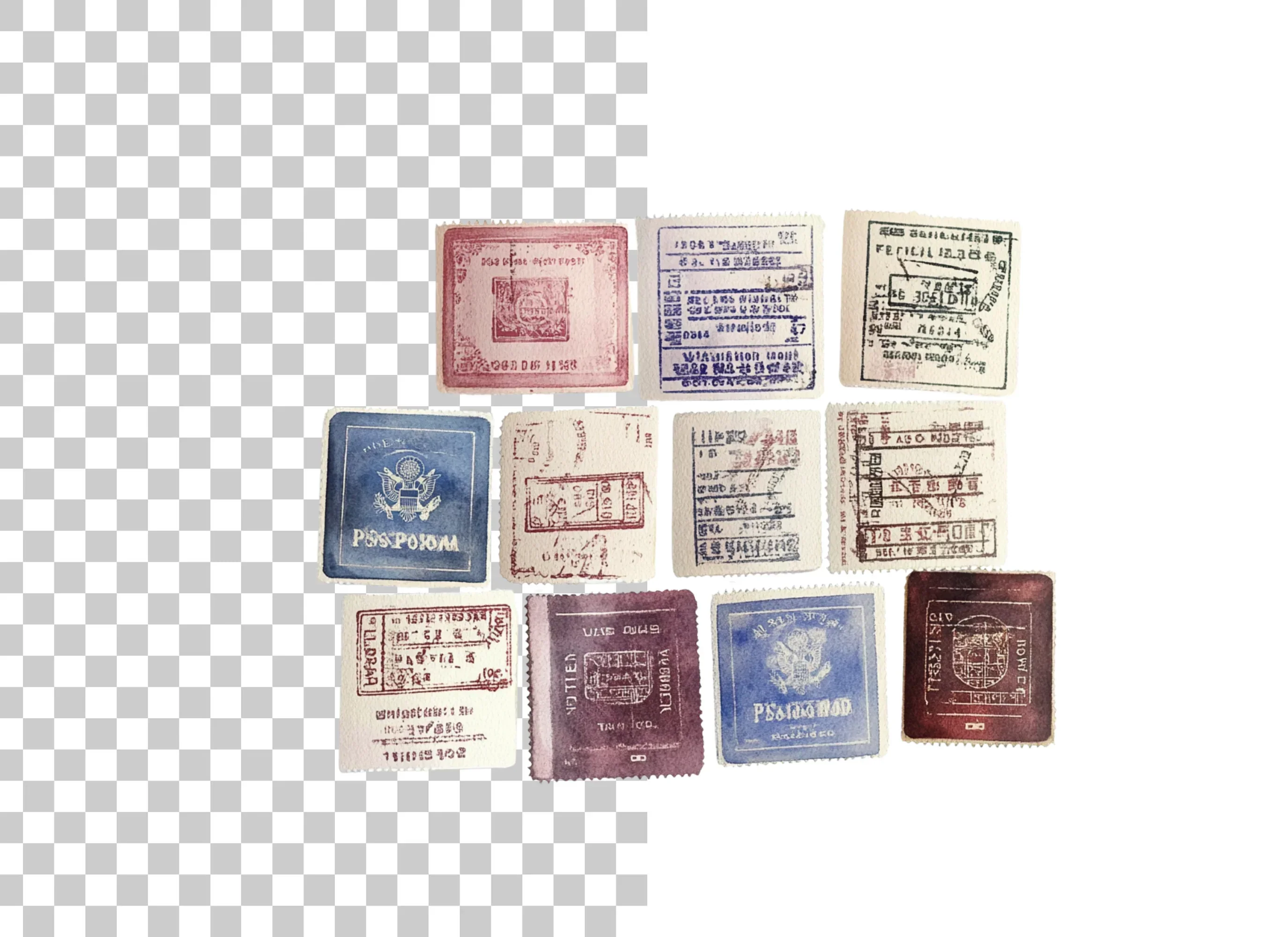 Old World Travel Stamp Clipart Bundle - Image 2