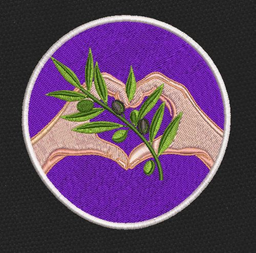 Olive Branch Heart Purple & Green Embroidery Design