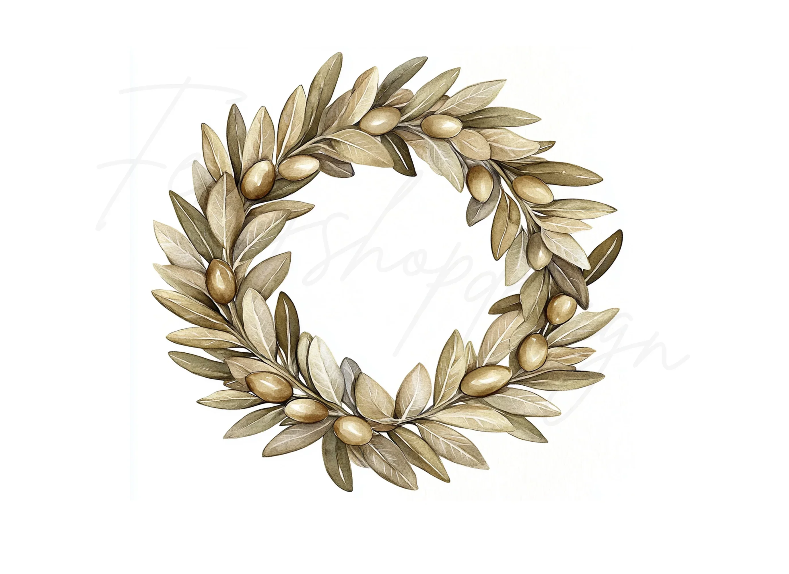 Olive Wreaths Clipart Bundle - Image 2
