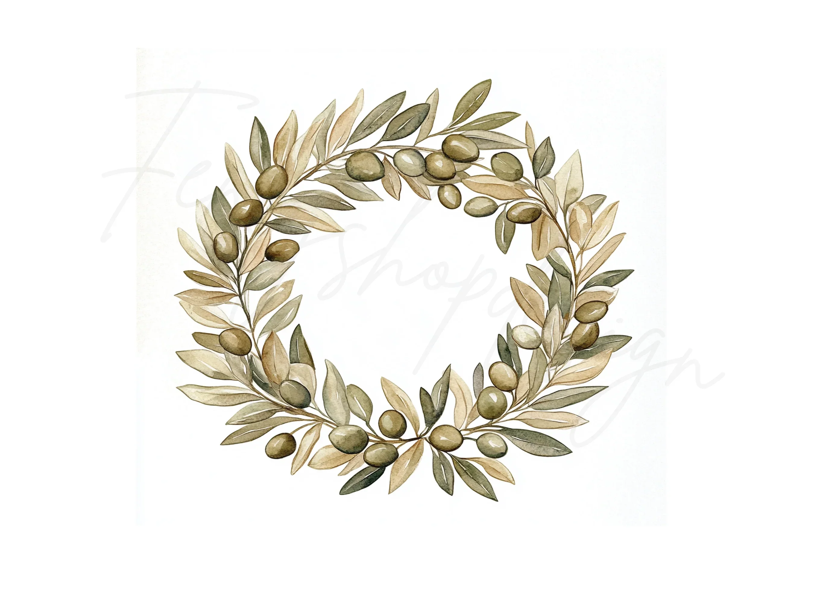 Olive Wreaths Clipart Bundle - Image 3