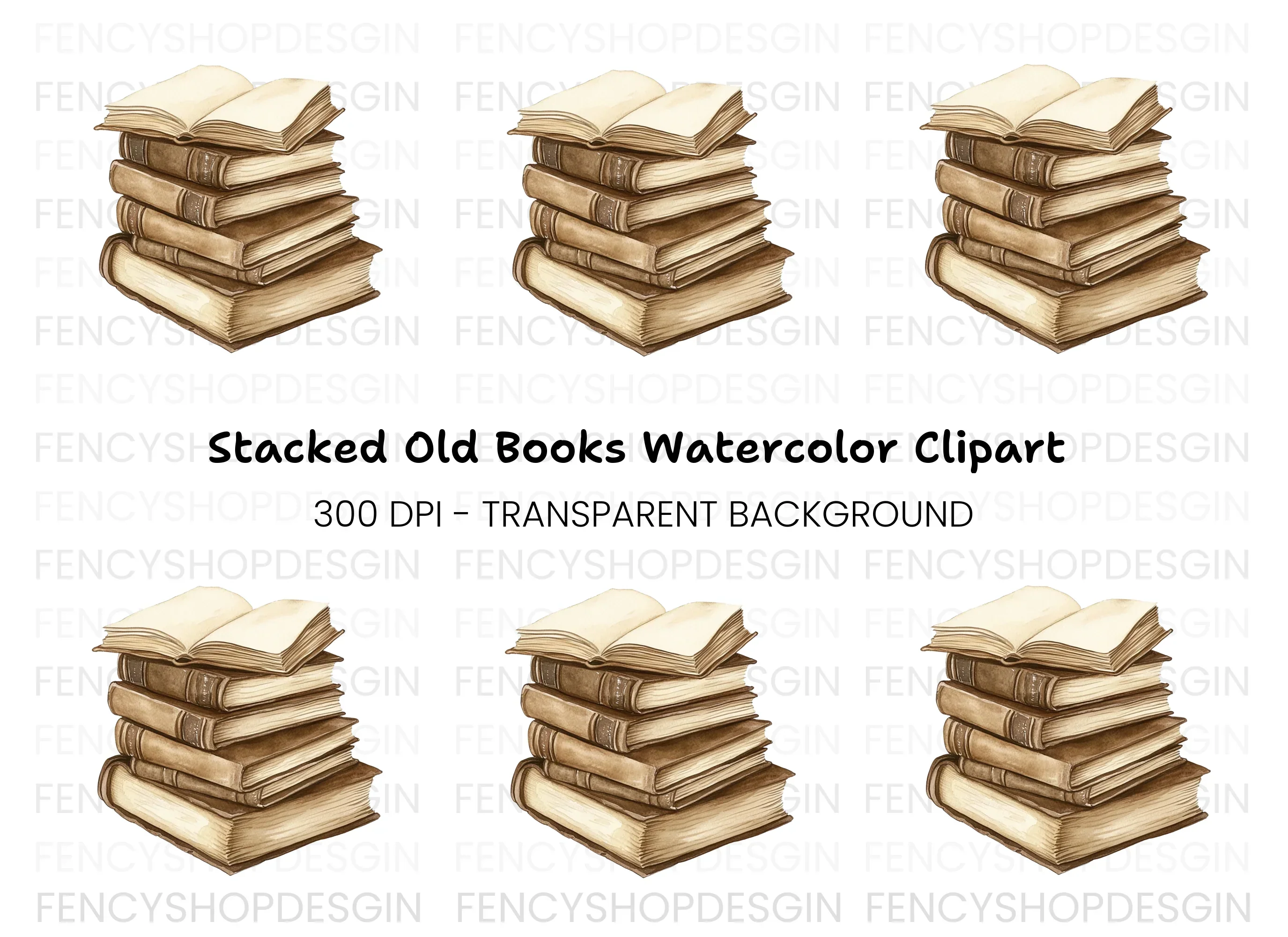 Open Book Stack Clipart Bundle