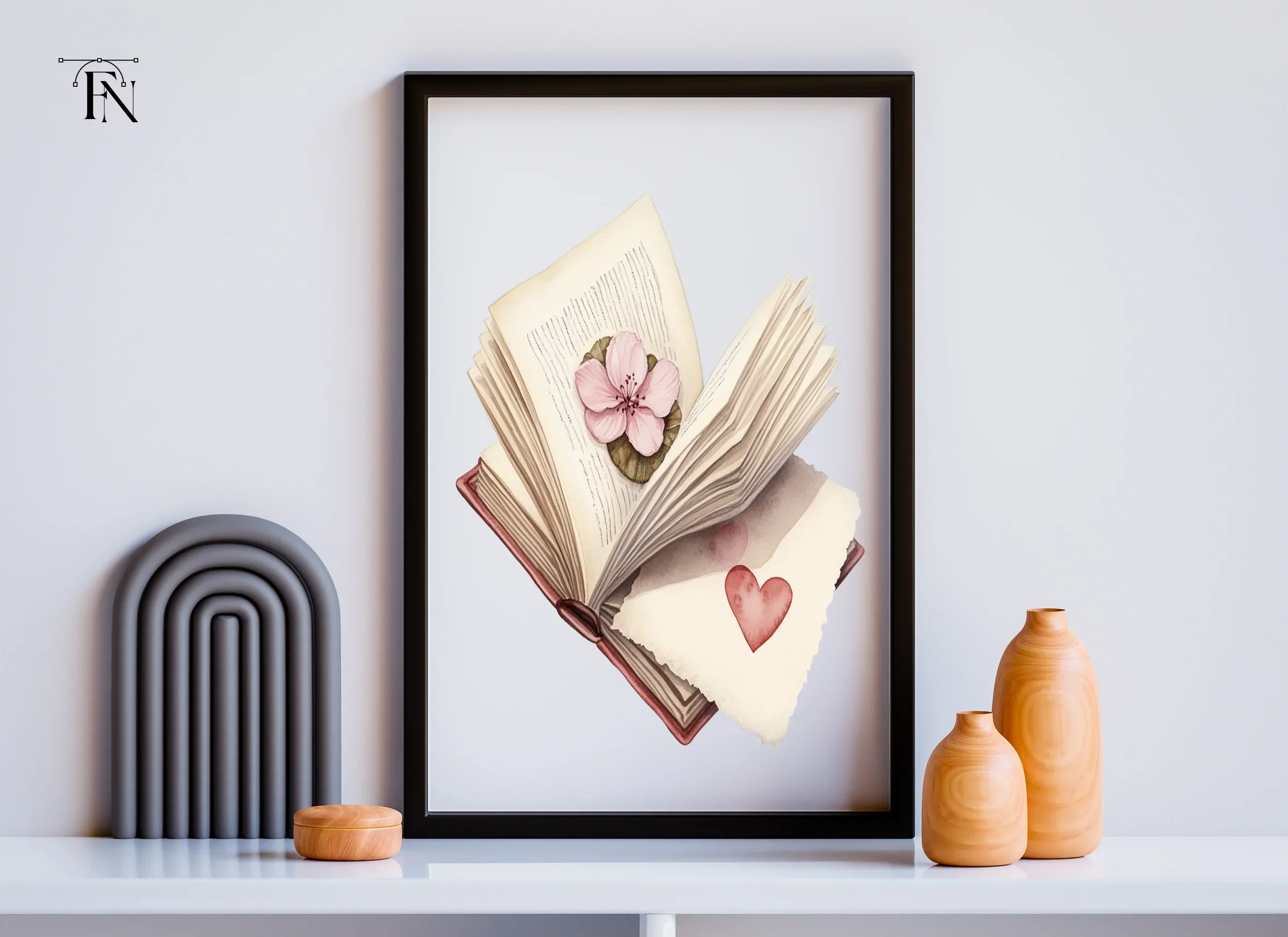 Open Books with Flowers and Hearts Clipart Bundle - Image 3