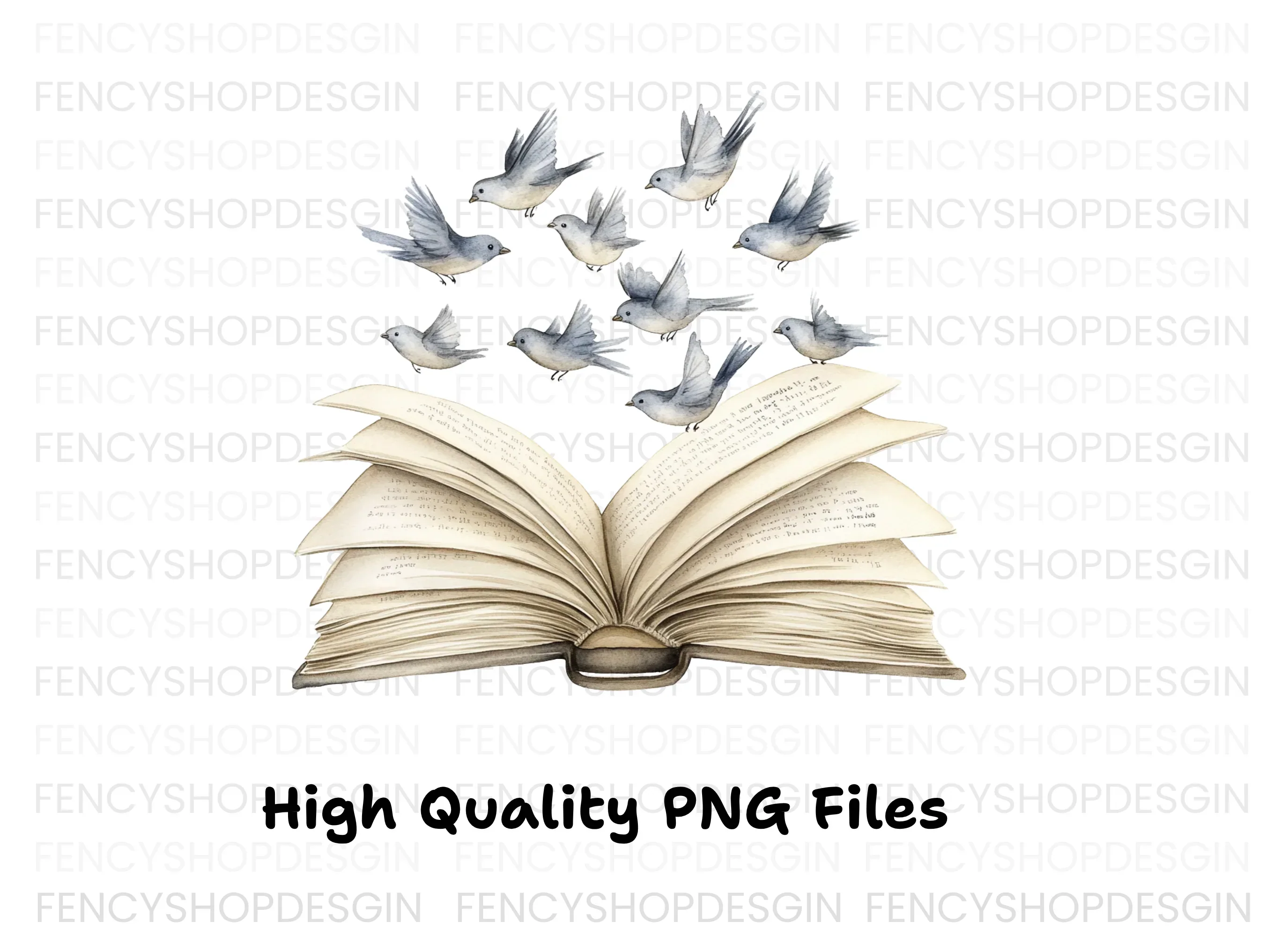Open Books with Flying Doves Clipart Bundle - Image 2