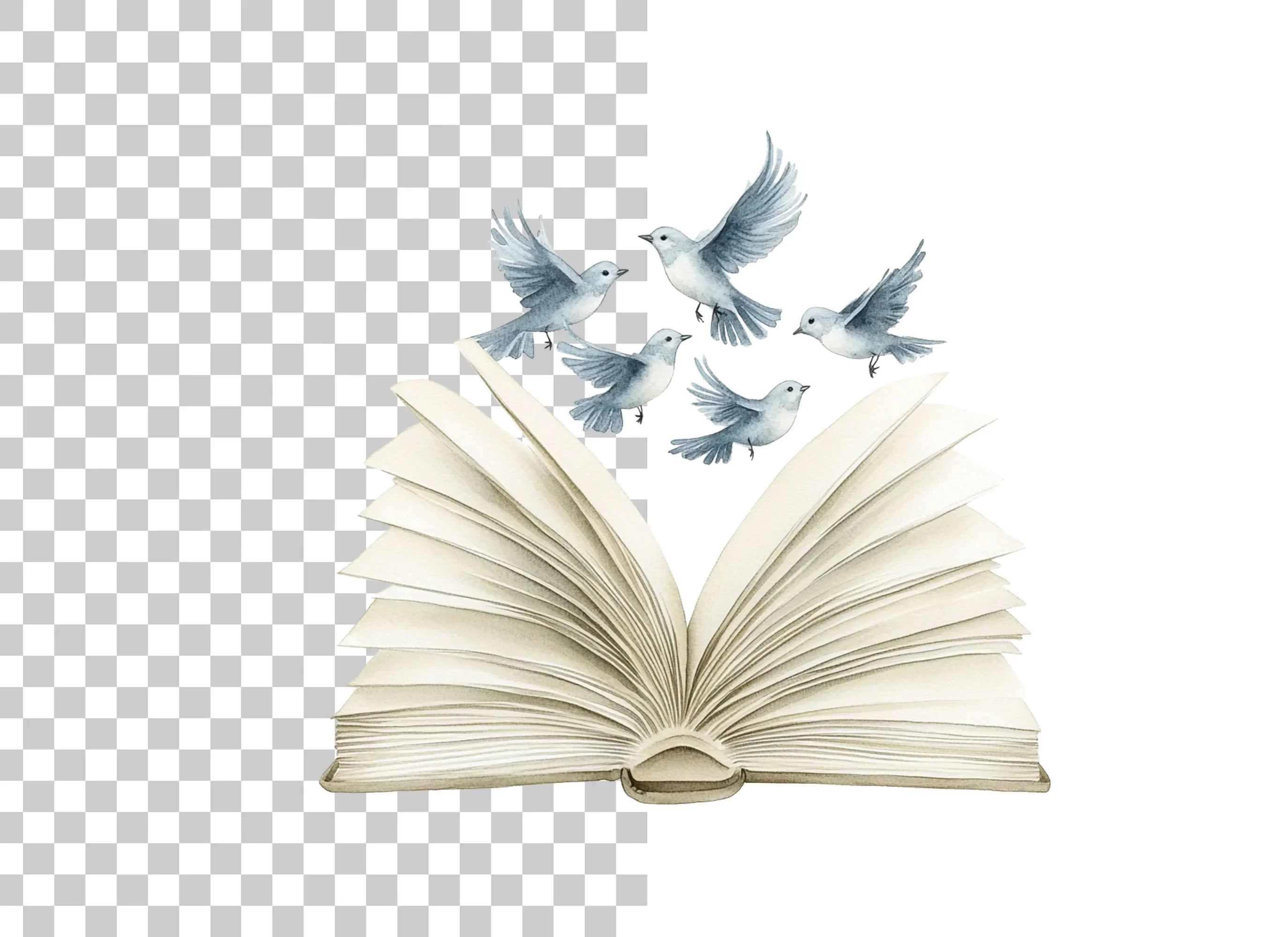 Open Books with Flying Doves Clipart Bundle - Image 6