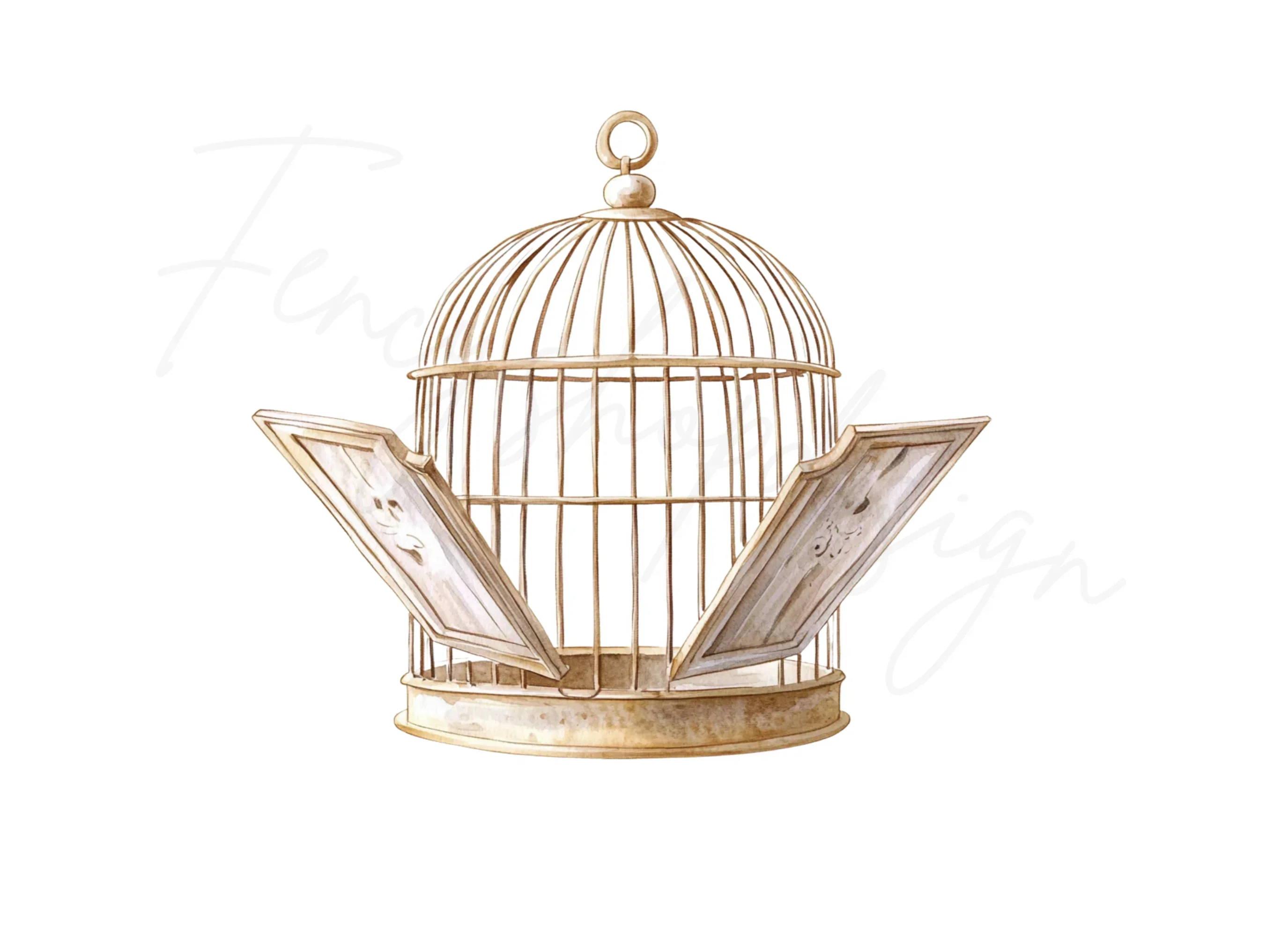 Open Vintage Bird Cage Clipart Bundle - Image 2