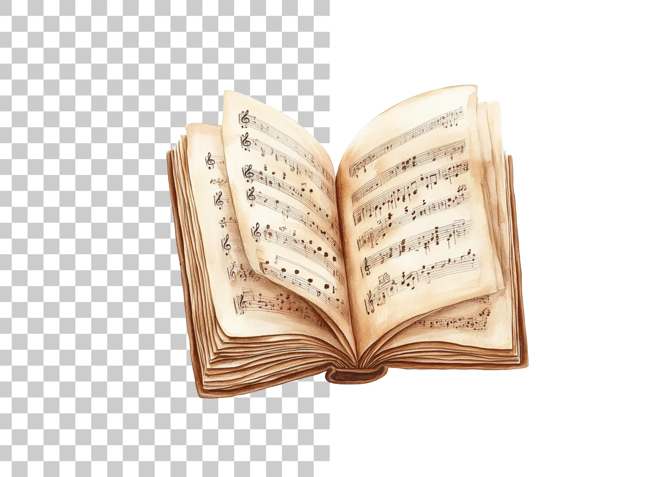 Open Vintage Music Book Clipart Bundle - Image 2
