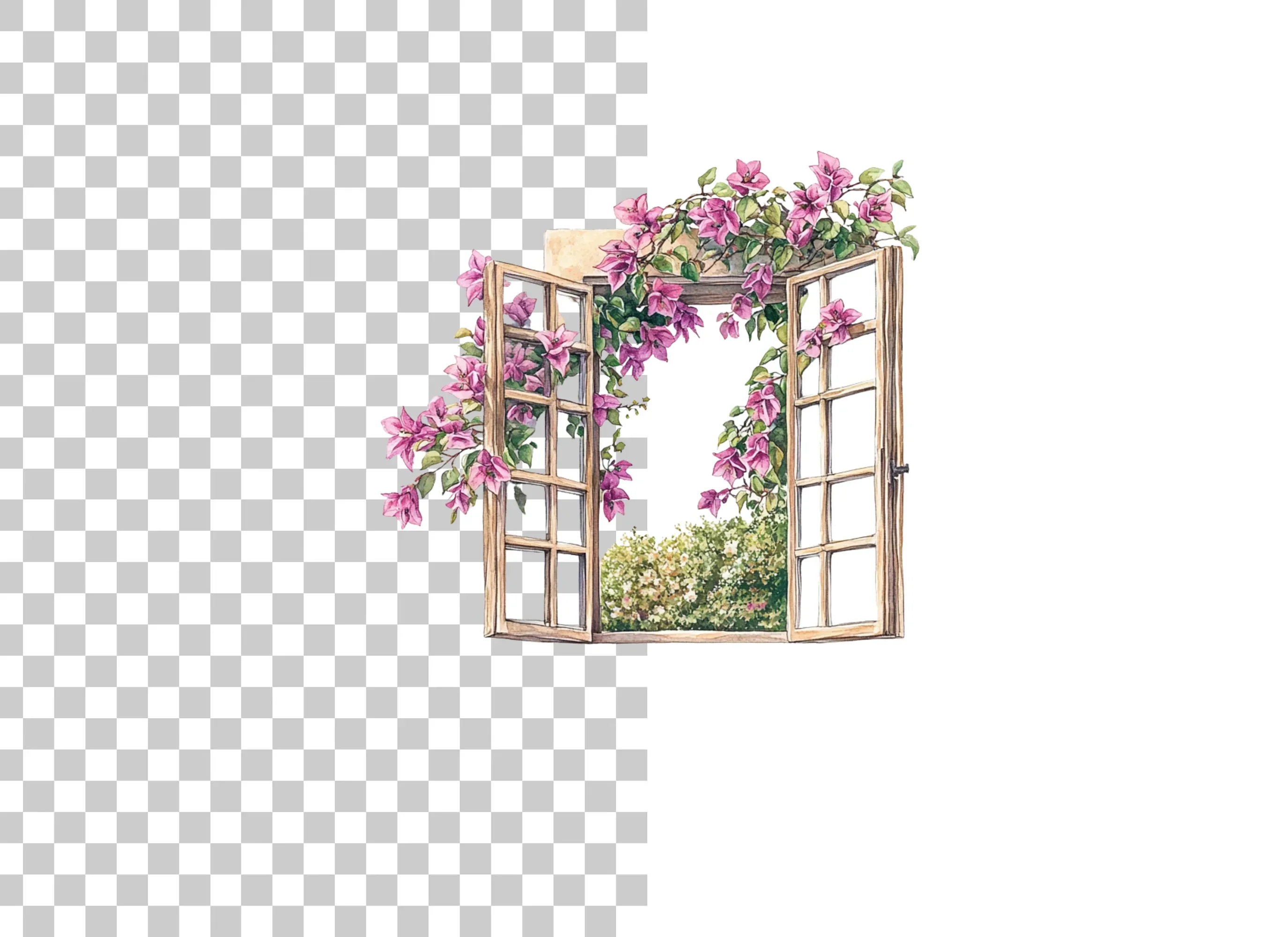Open Window with Bougainvillea Clipart Bundle - Image 2