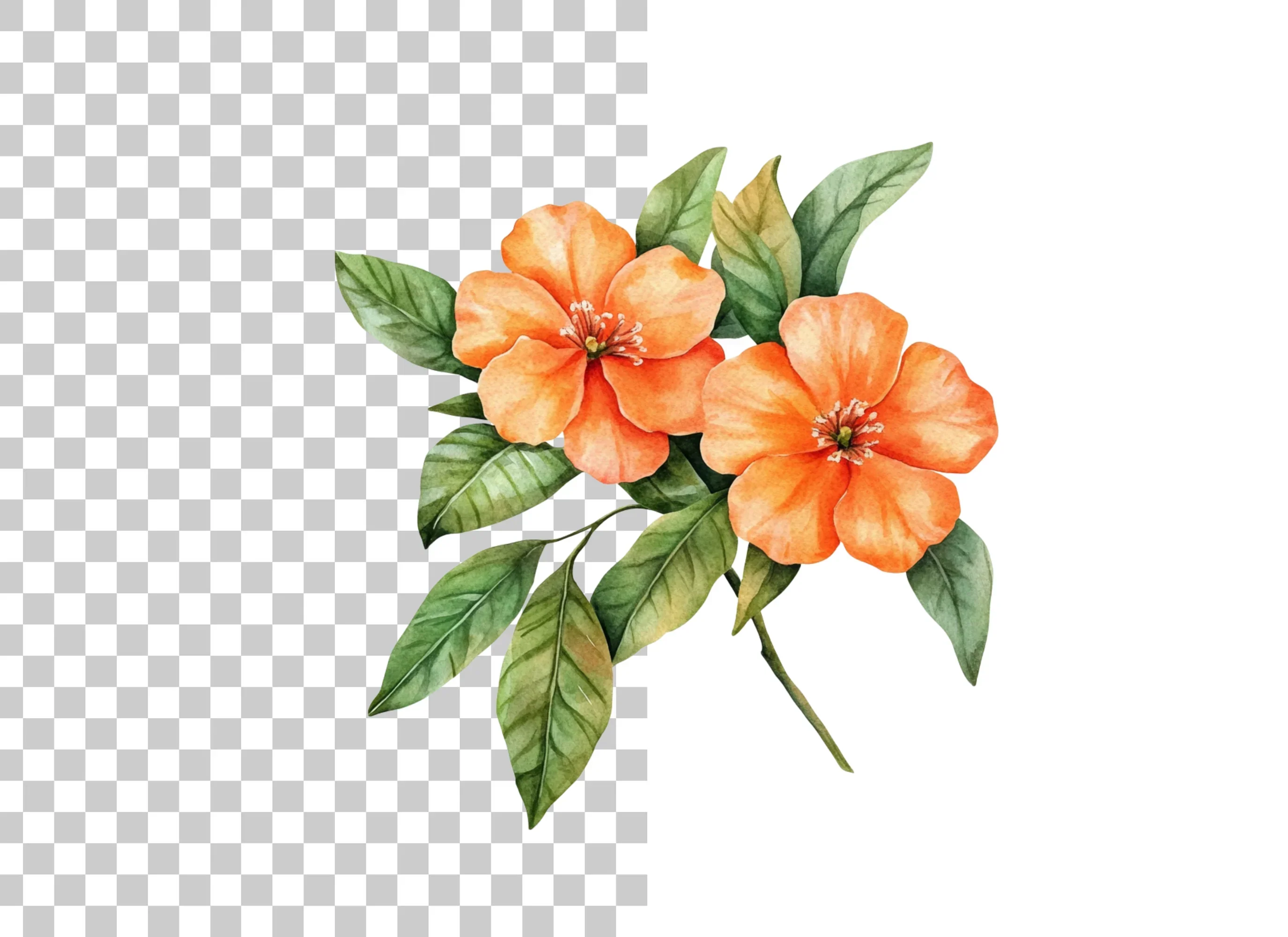 Orange Floral Clipart Bundle - Image 2