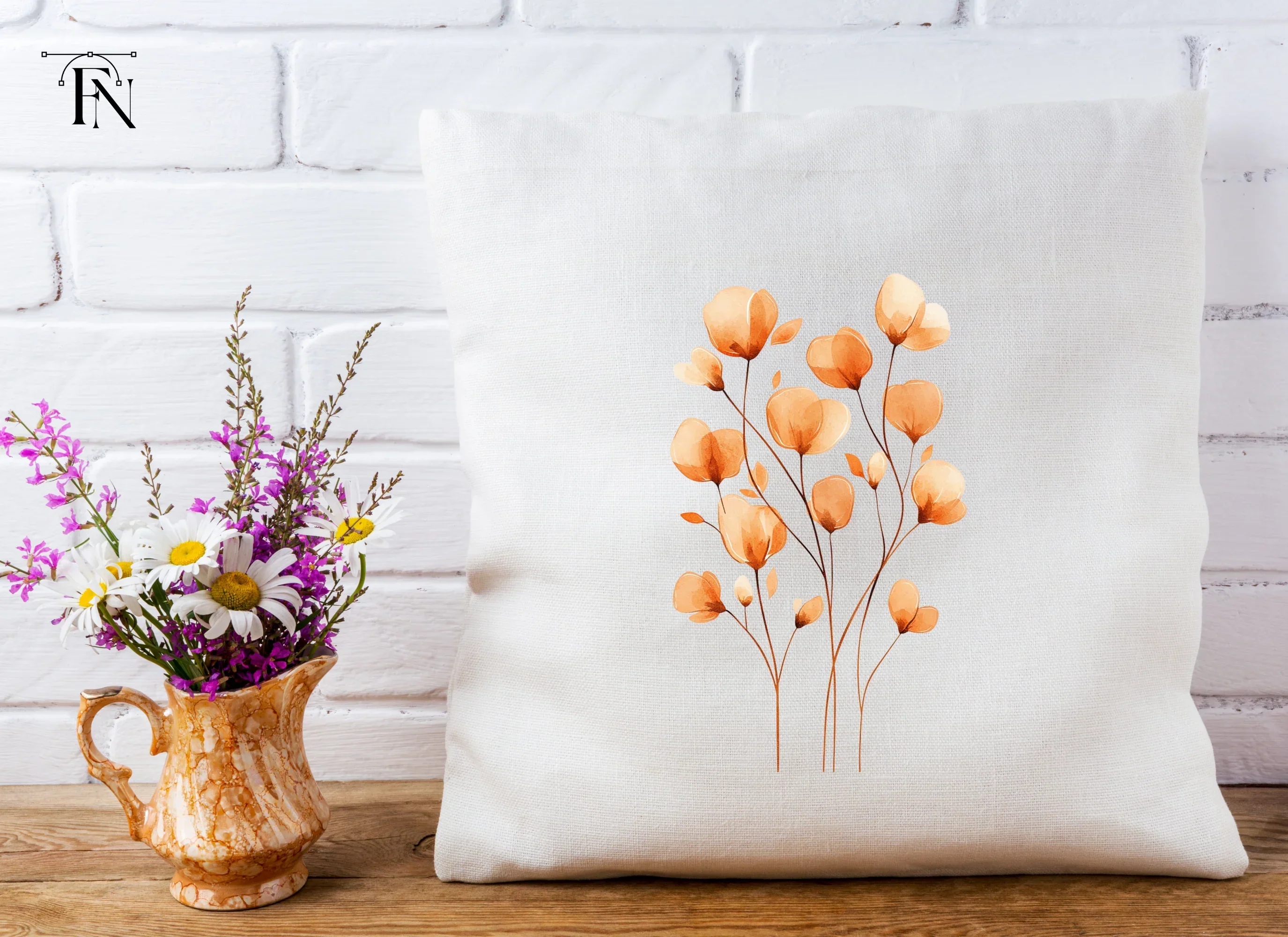 Orange Floral Clipart Bundle - Image 4