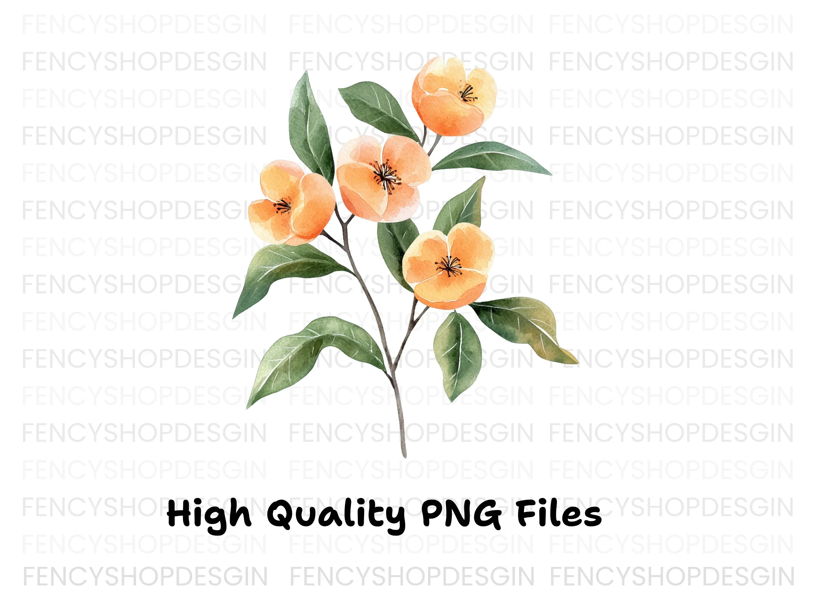 Orange Flower Branch Clipart Bundle - Image 2