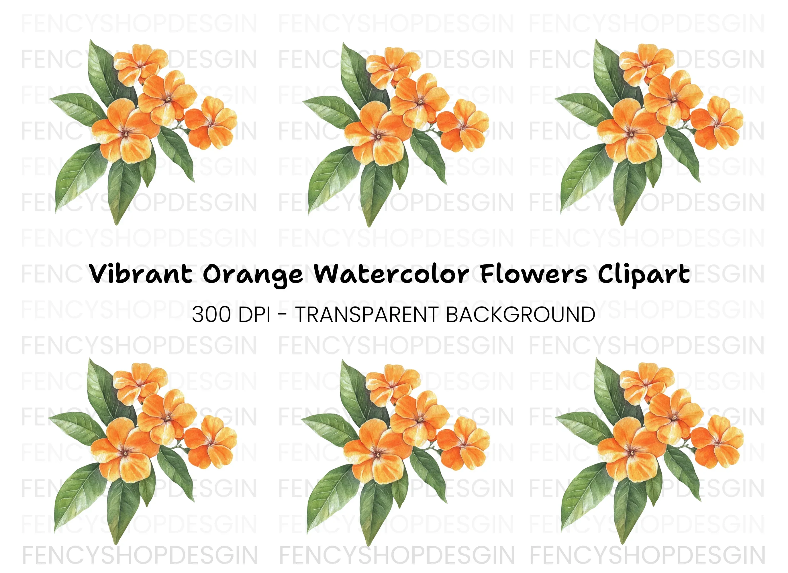 Orange Flower Clipart Bundle